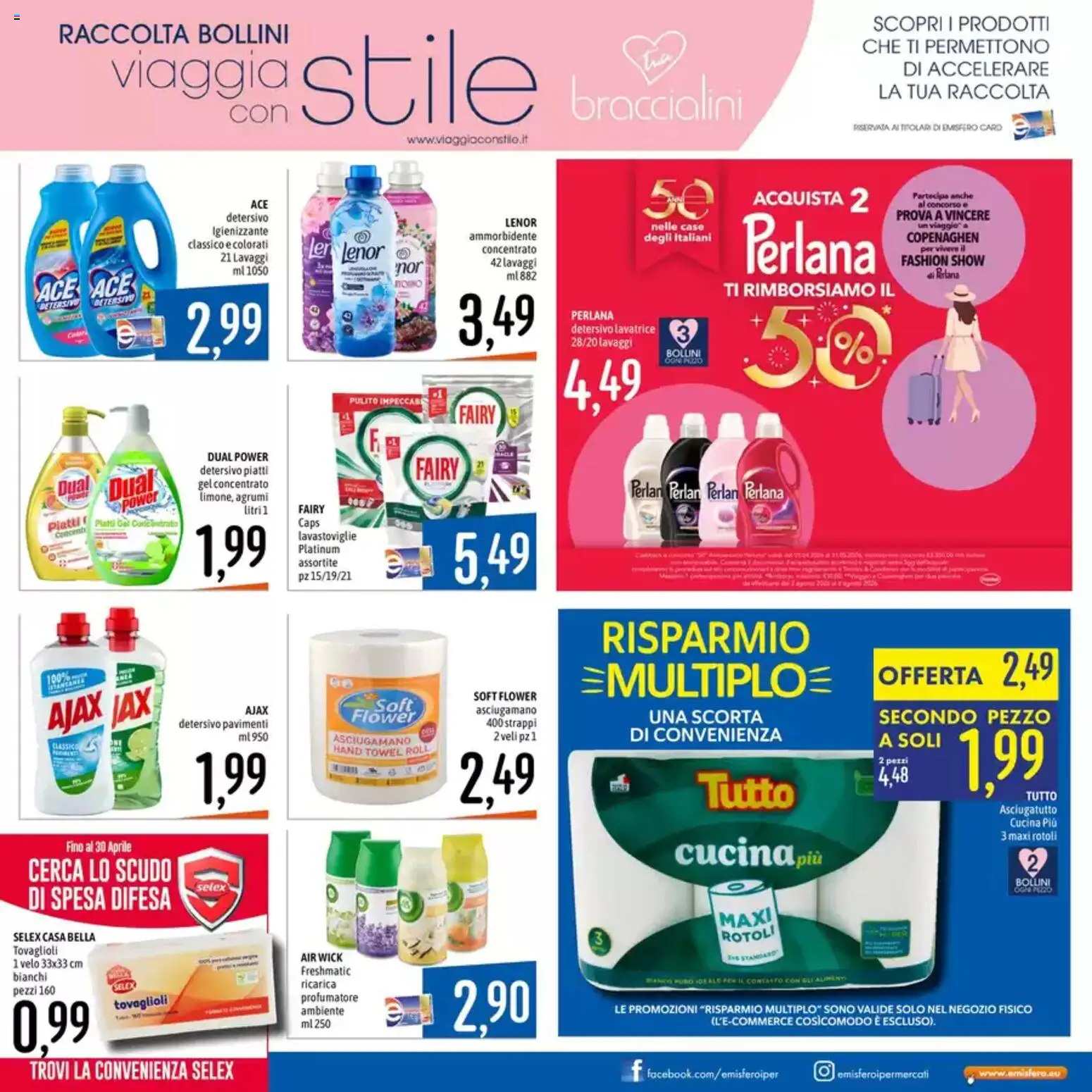 Volantino Emisfero del 20.04.2026 | Pagina: 19 | Prodotti: Ammorbidente, Agrumi, Lavastoviglie, Asciugamano