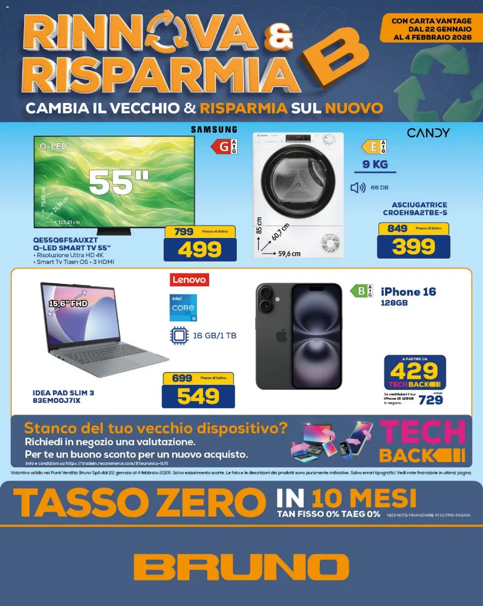 Volantino BRUNO del 22.01.2026 | Pagina: 1 | Prodotti: Iphone, Tè, smart TV, Samsung