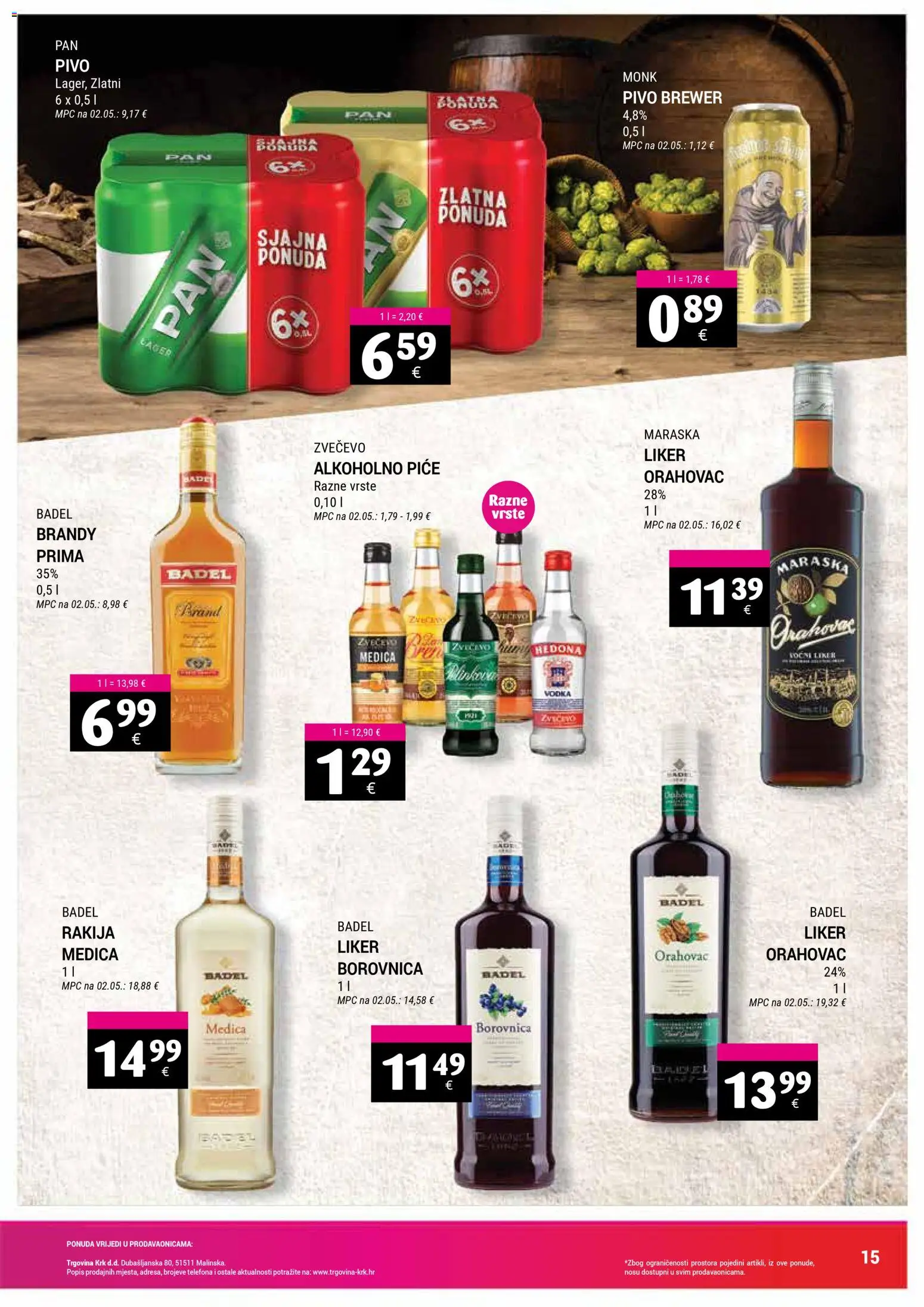 Trgovina Krk katalog | vrijedi od 02.03.2026 | Stranica: 15 | Proizvodi: Pivo, Liker, Rakija, Borovnica