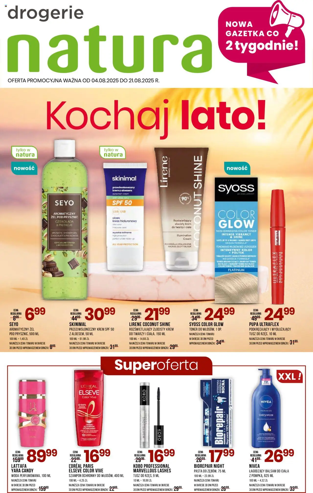 Drogerie Natura Gazetka od 04.08.2025 | Strona: 1 | Produkty: Prysznic, Czekolada, Żel pod prysznic, Woda