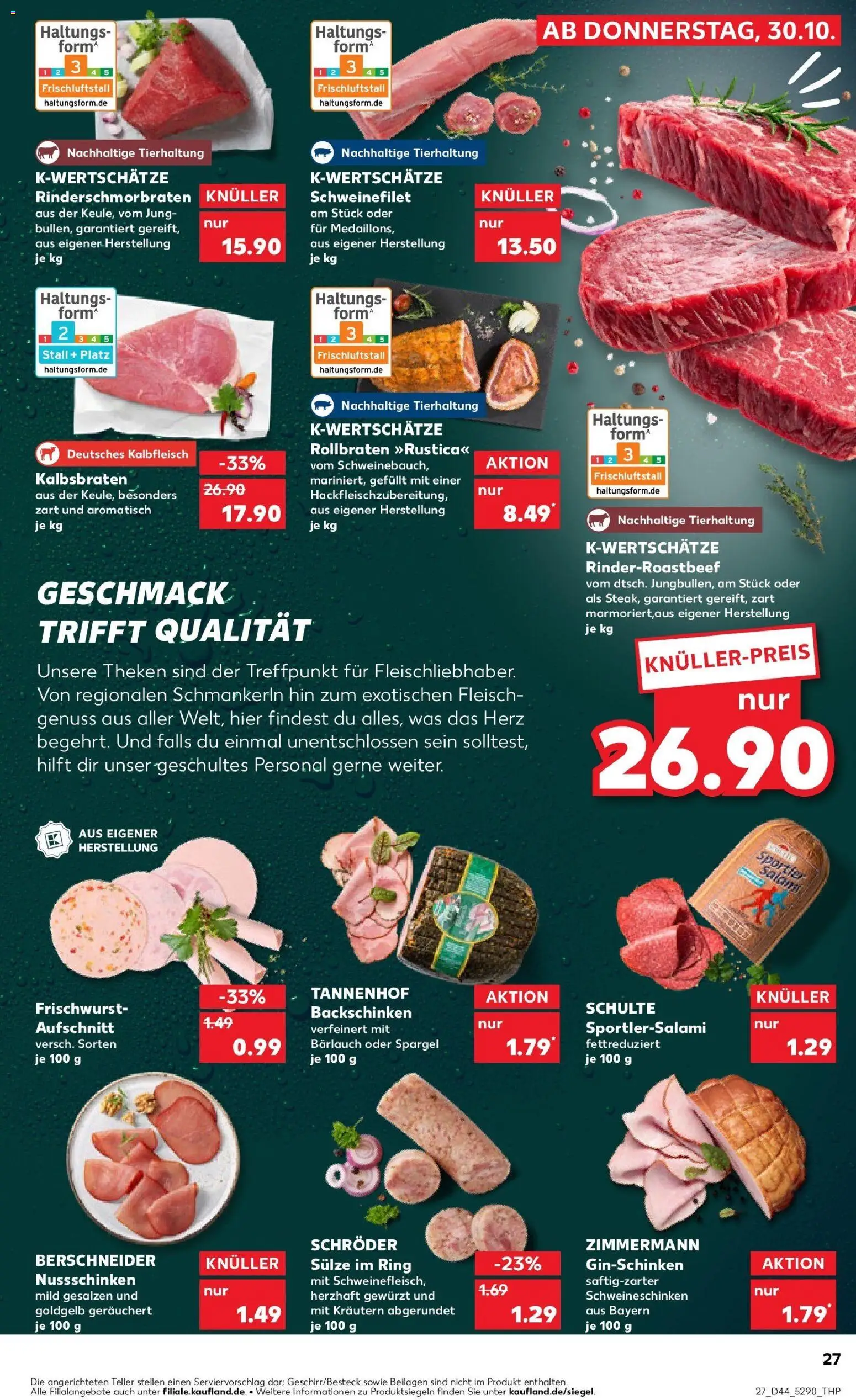 Kaufland prospekt Zimmern Ob Rottweil	 – gültig ab 30.10.2025 | Seite: 27 | Produkte: Spargel, Schweinefilet, Salami, Fleisch