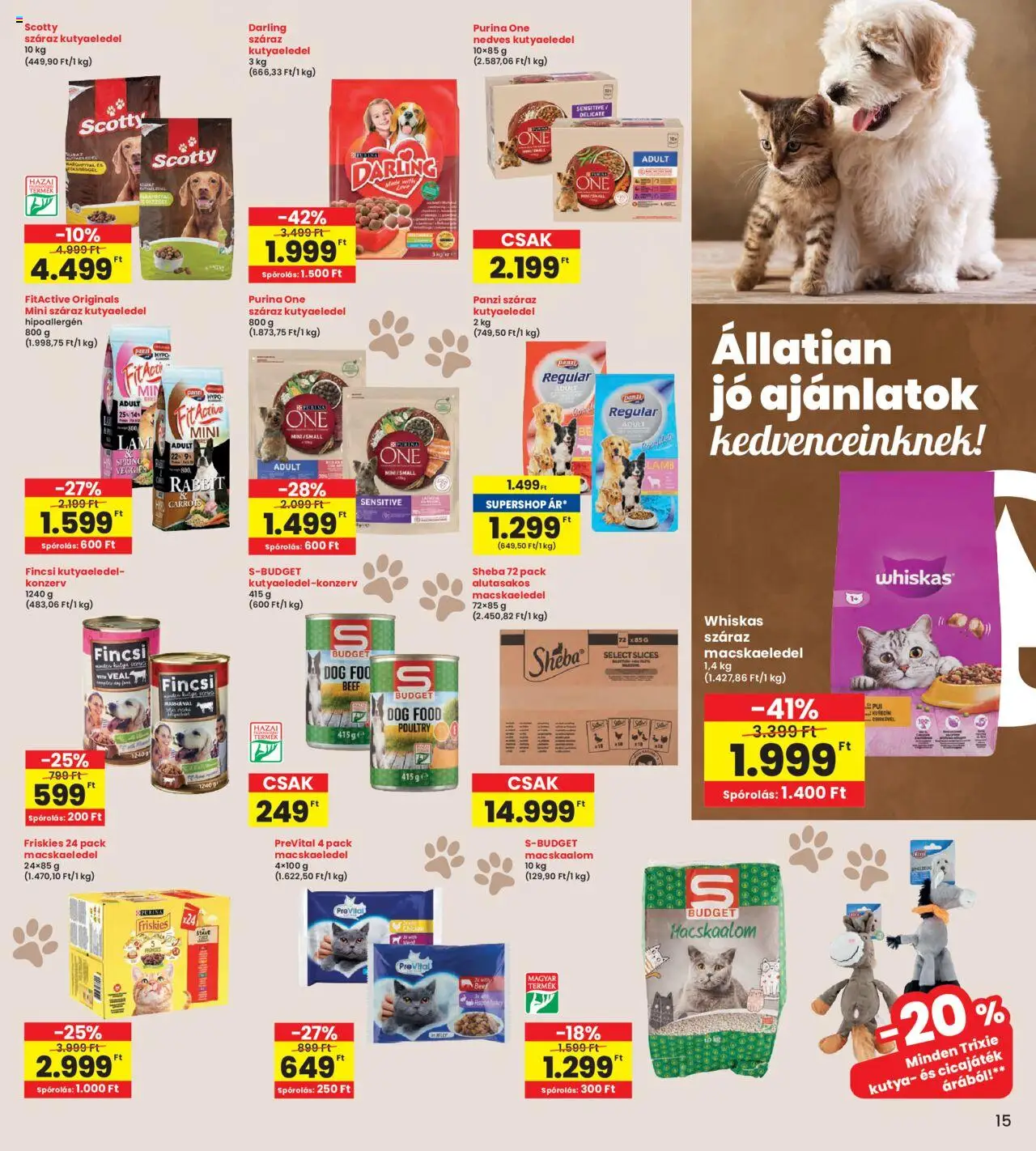 Interspar akciós ujság - amely érvényes a következő dátumtól: 28.08.2025 | Oldal: 15 | Termékek: Macskaalom, Macskaeledel, Purina one, Whiskas