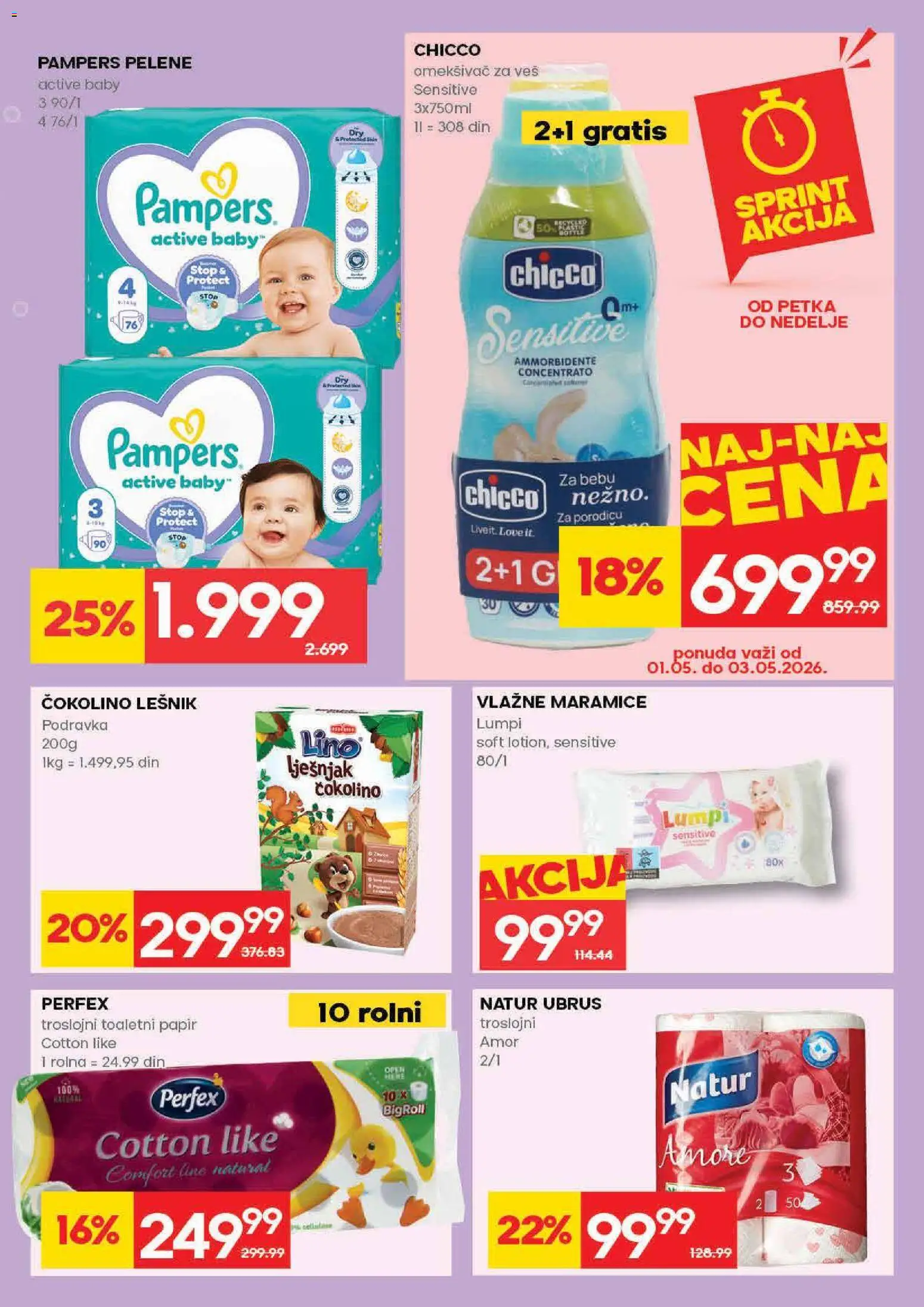 Idea katalog - važi od 30.04.2026 | Strana: 29 | Proizvode: Lešnik, Ubrus, Omekšivač za veš, Pelene