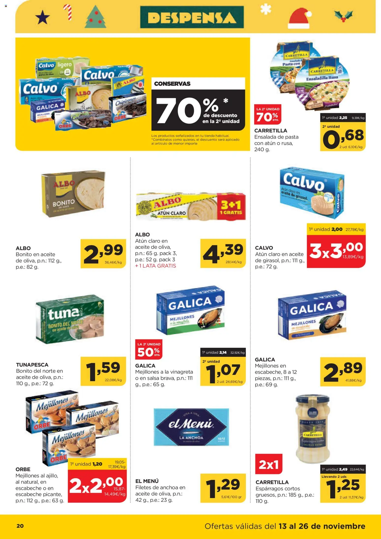 Alimerka folleto Castilla y León │ válido desde el 13.11.2025 | Página: 22 | Productos: Aceite, Νερό καρύδας, Pasta, Atún claro
