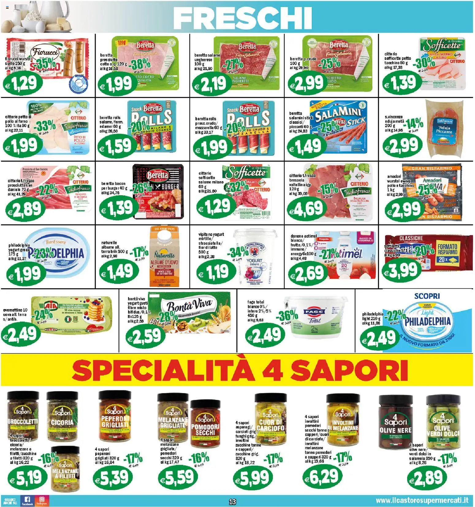 Volantino Il Castoro del 17.10.2025 | Pagina: 13 | Prodotti: Salame, Mozzarella, Funghi, Melanzane