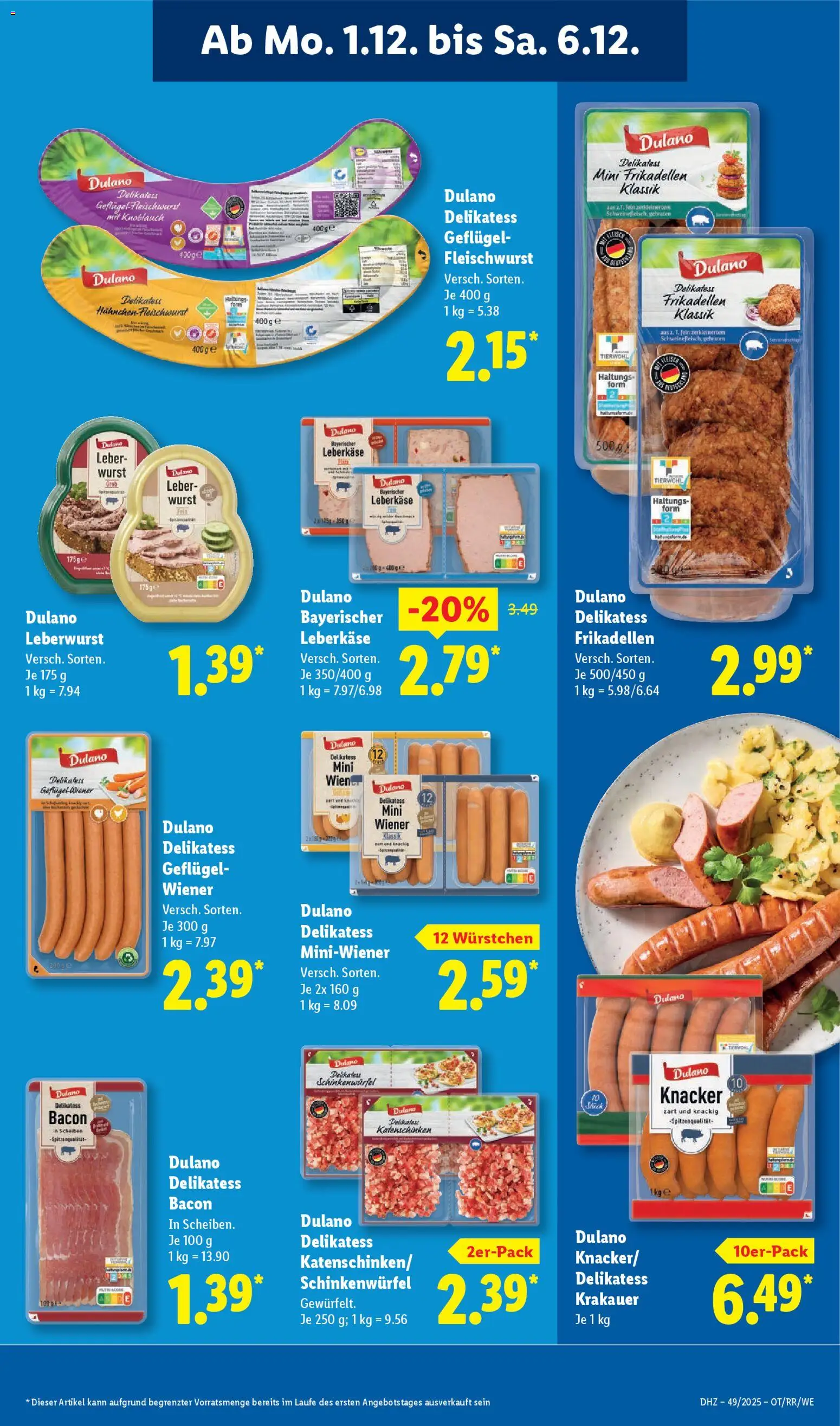 Lidl Prospekt Gladenbach – gültig ab 01.12.2025 | Seite: 19 | Produkte: Wurst, Knoblauch, Leberkase