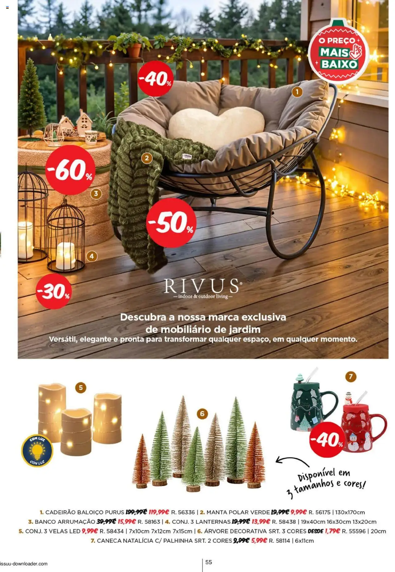 Espaço Casa Catálogo de Natal 2025 │ válido de 11.10.2025 | Página: 55 | Produtos: Banco, Baloiço, Caneca, Velas