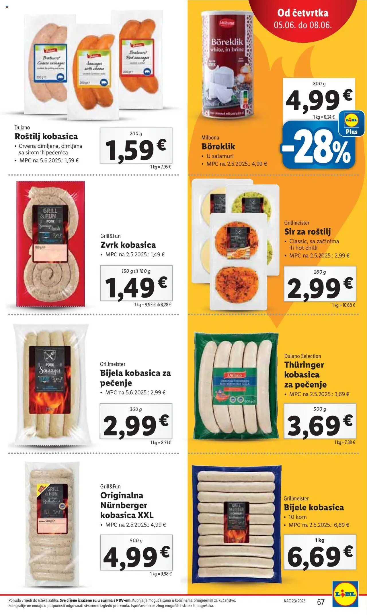 Lidl katalog | vrijedi od 02.06.2025 | Stranica: 67 | Proizvodi: Roštilj, Sir, Kobasica