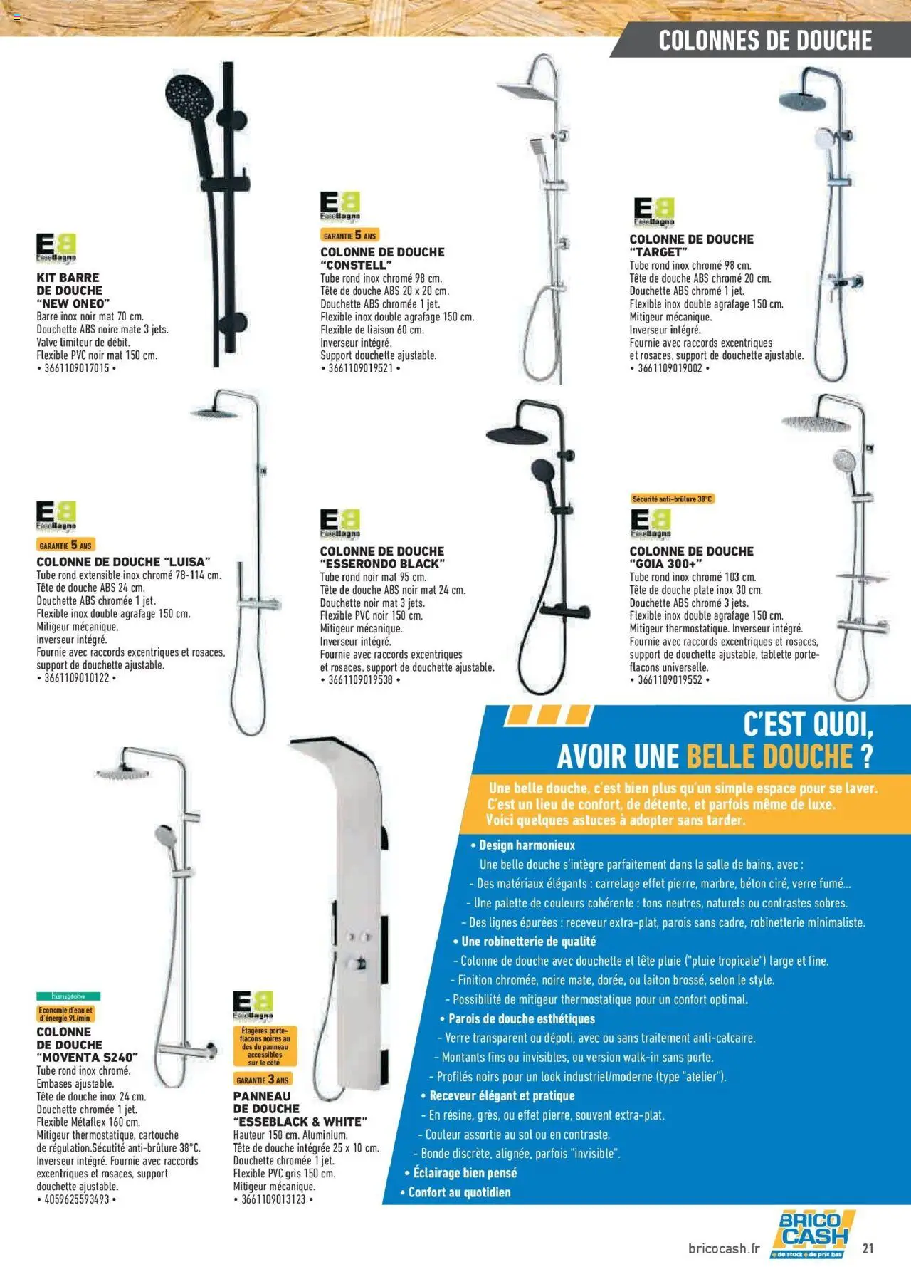 {H1} | Page: 21 | Produits: Tablette, Porte, Douche, Cartouche