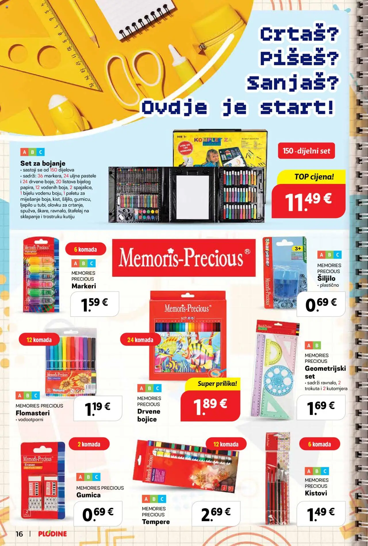 Plodine katalog | vrijedi od 13.08.2025 | Stranica: 16 | Proizvodi: Šiljilo, Ljepilo, Tempere, Flomasteri