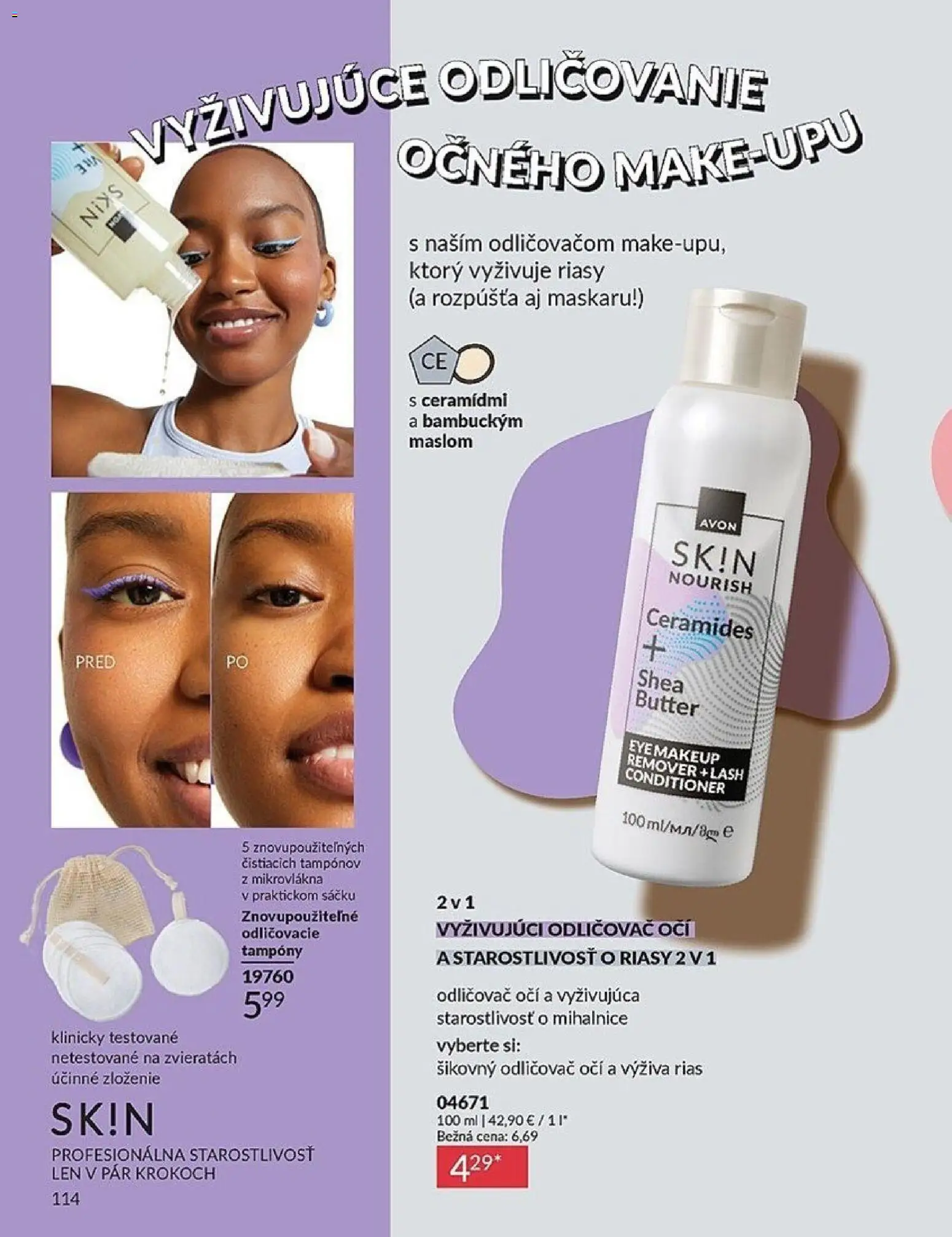 Nové Avon akcie – leták je platný od 01.05.2026 | Strana: 114 | Produkty: Odličovač, Odličovač očí