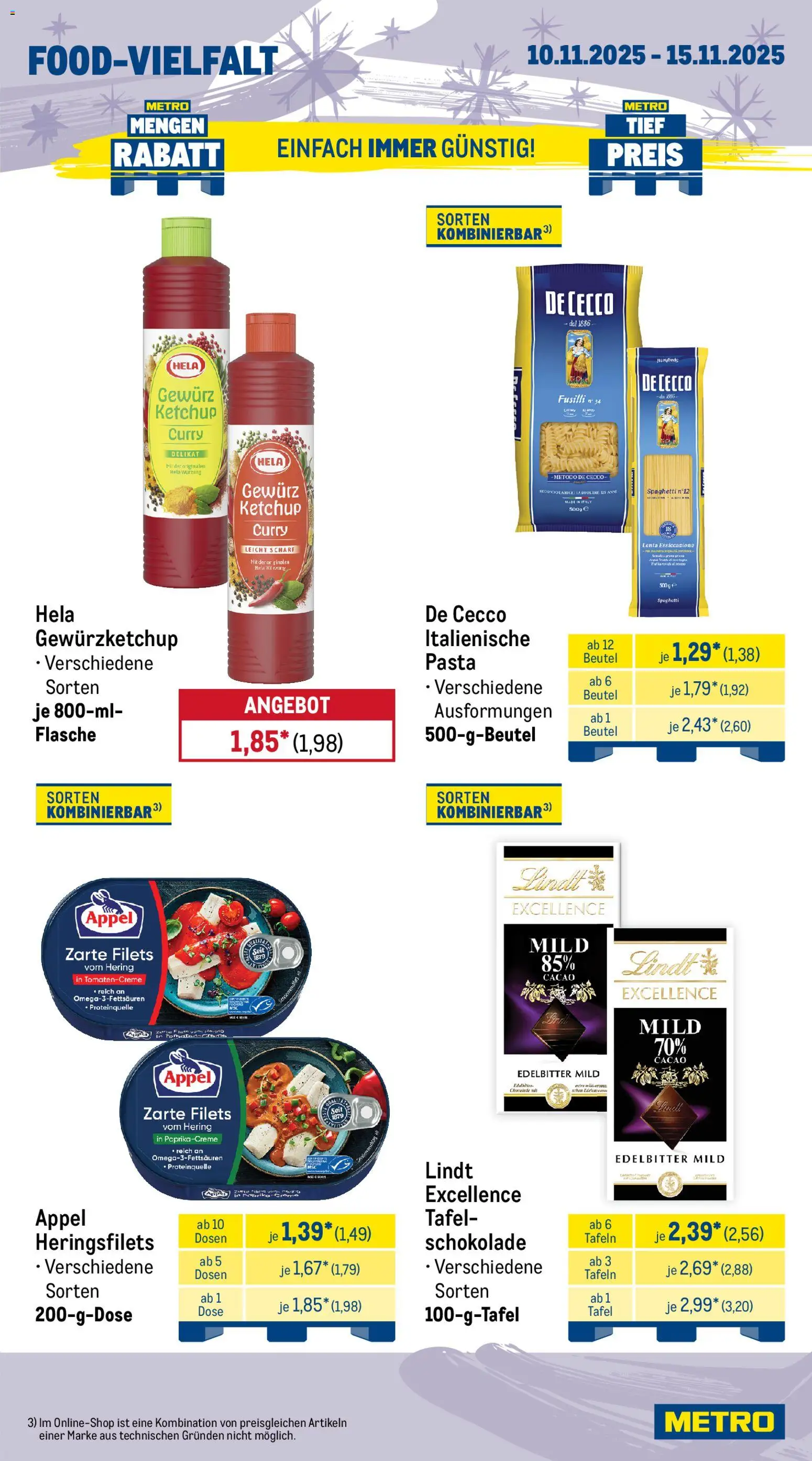 Metro - Black Friday – gültig ab 10.11.2025 | Seite: 11 | Produkte: Schokolade, Pasta, Lindt, Ketchup