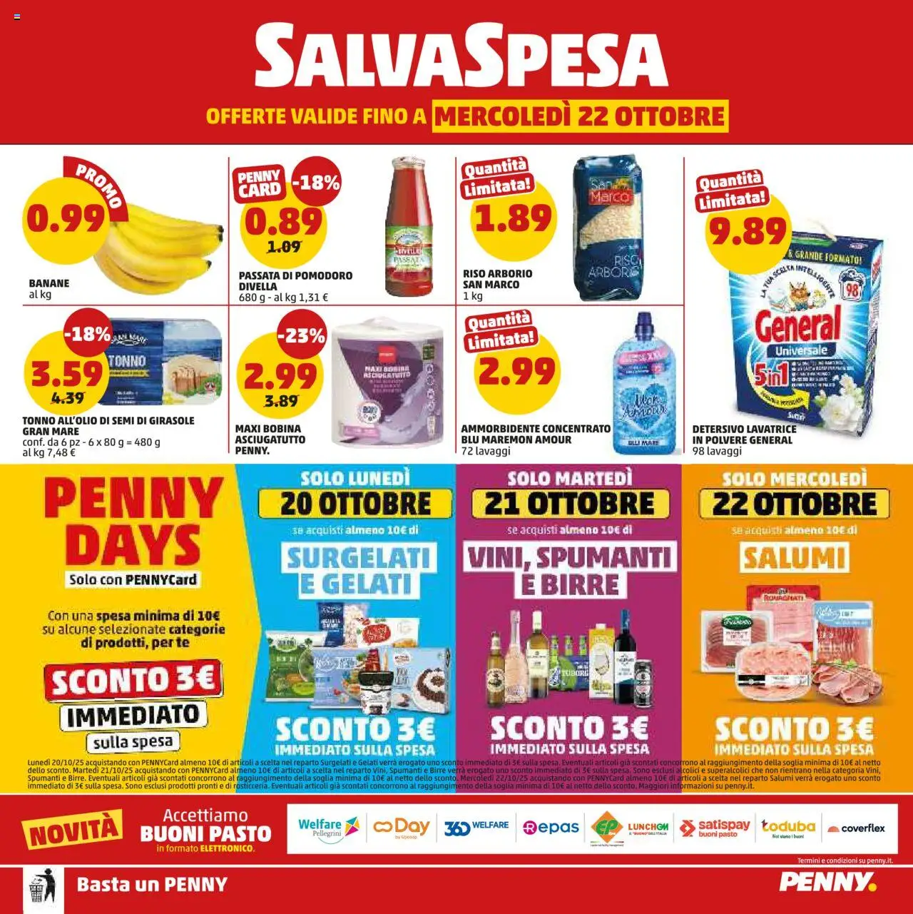 Volantino PENNY del 09.10.2025 | Pagina: 20 | Prodotti: Ammorbidente, Banane, Tè, Passata di pomodoro