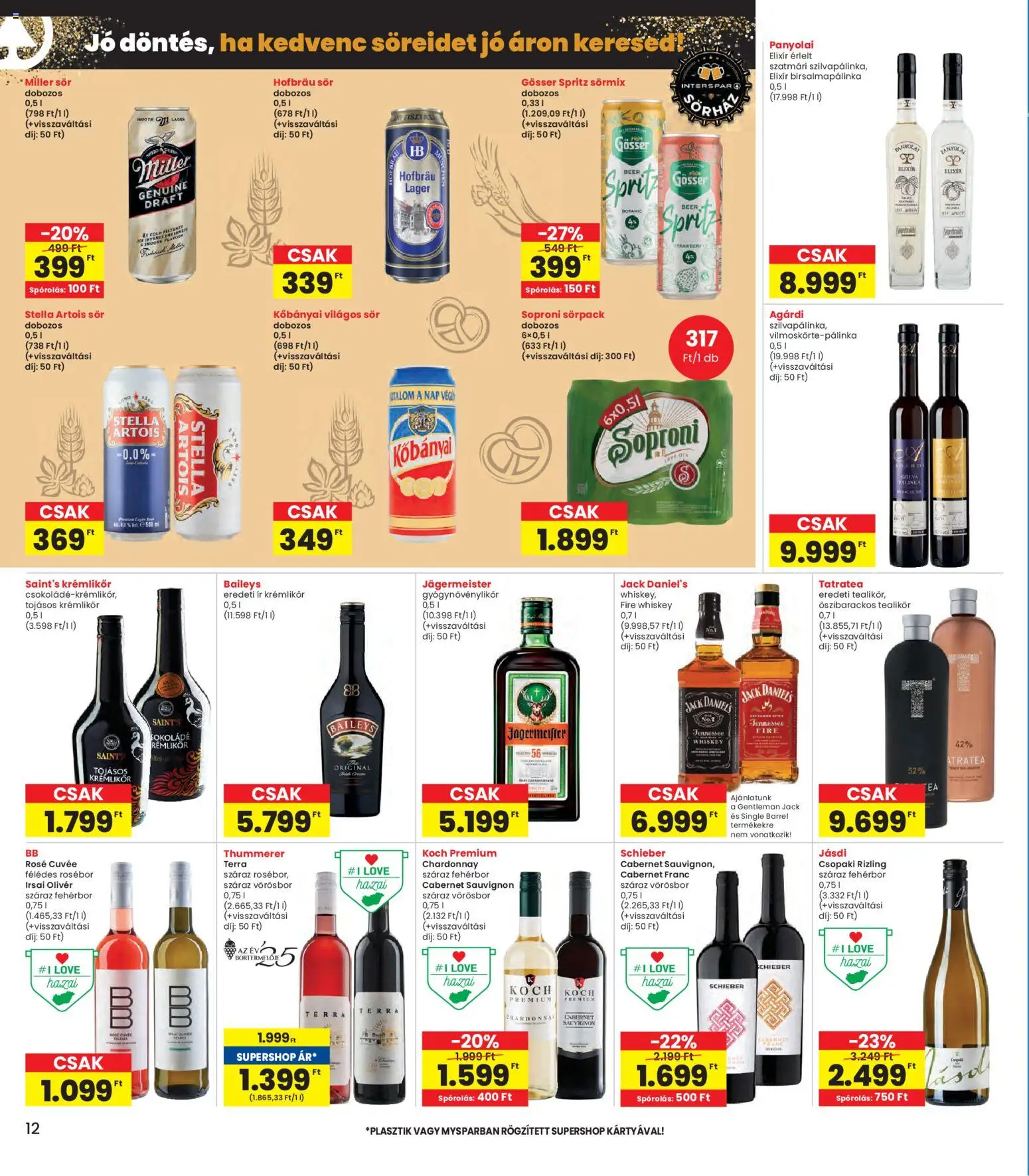 Interspar akciós ujság - amely érvényes a következő dátumtól: 08.01.2026 | Oldal: 12 | Termékek: Jägermeister, Krémlikőr, Gösser, Sör