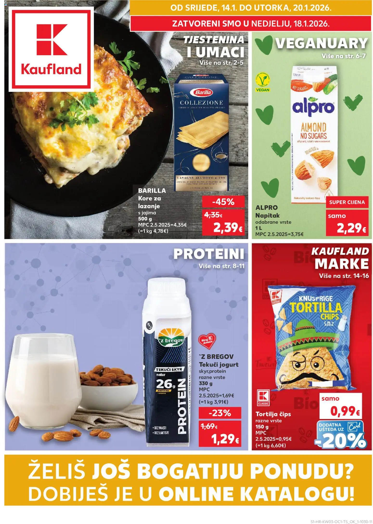 Kaufland katalog | vrijedi od 14.01.2026 | Stranica: 1 | Proizvodi: Jogurt, Tjestenina, Čips, Barilla