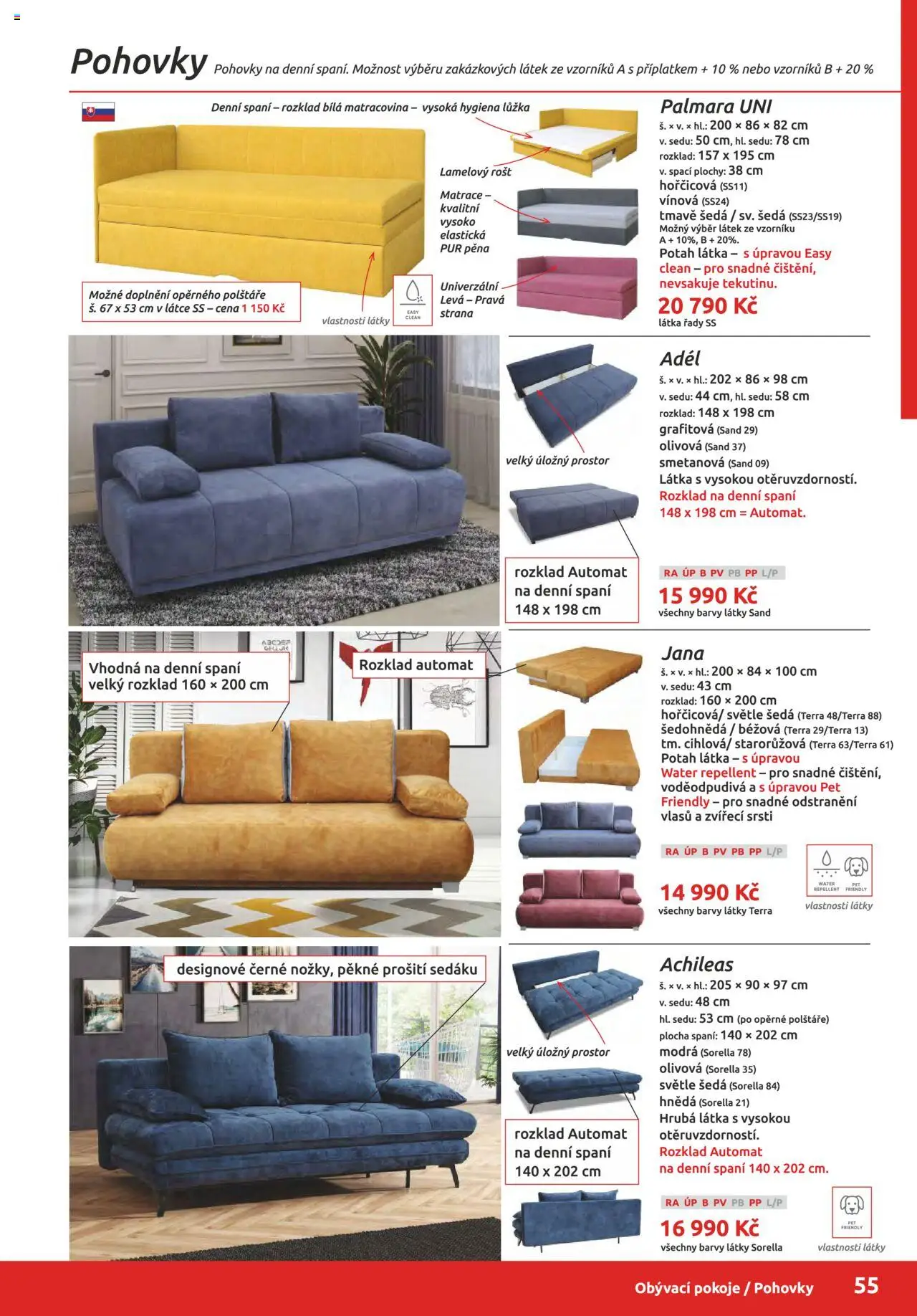 ORFA nábytek katalog 2025-2026 od 01.10.2025 | Strana: 55 | Produkty: Polštáře, Matrace, Rošt, Barvy