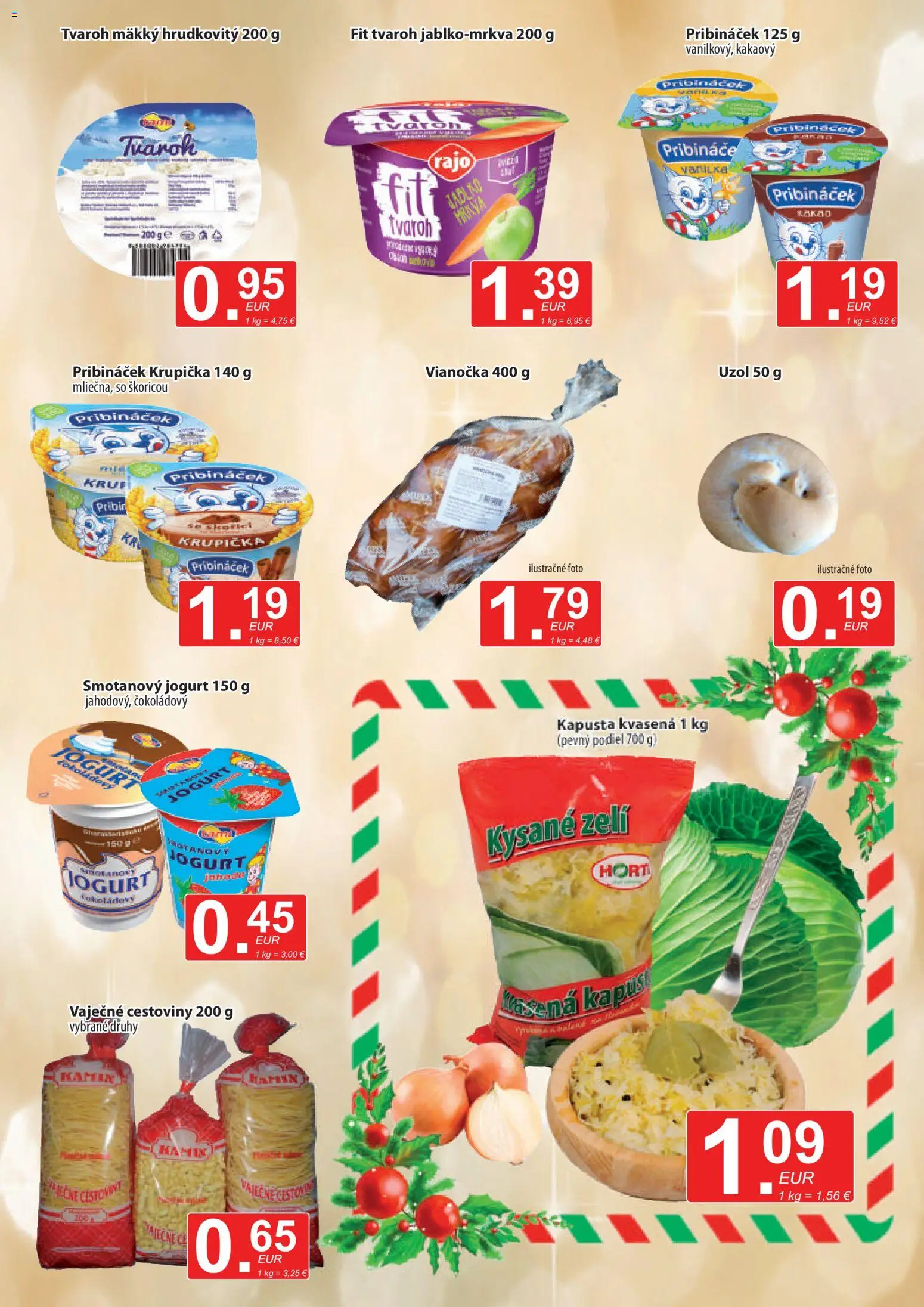 Nové CBA Verex akcie – leták je platný od 01.12.2025 | Strana: 5 | Produkty: Cestoviny, Vianočka, Mrkva, Tvaroh