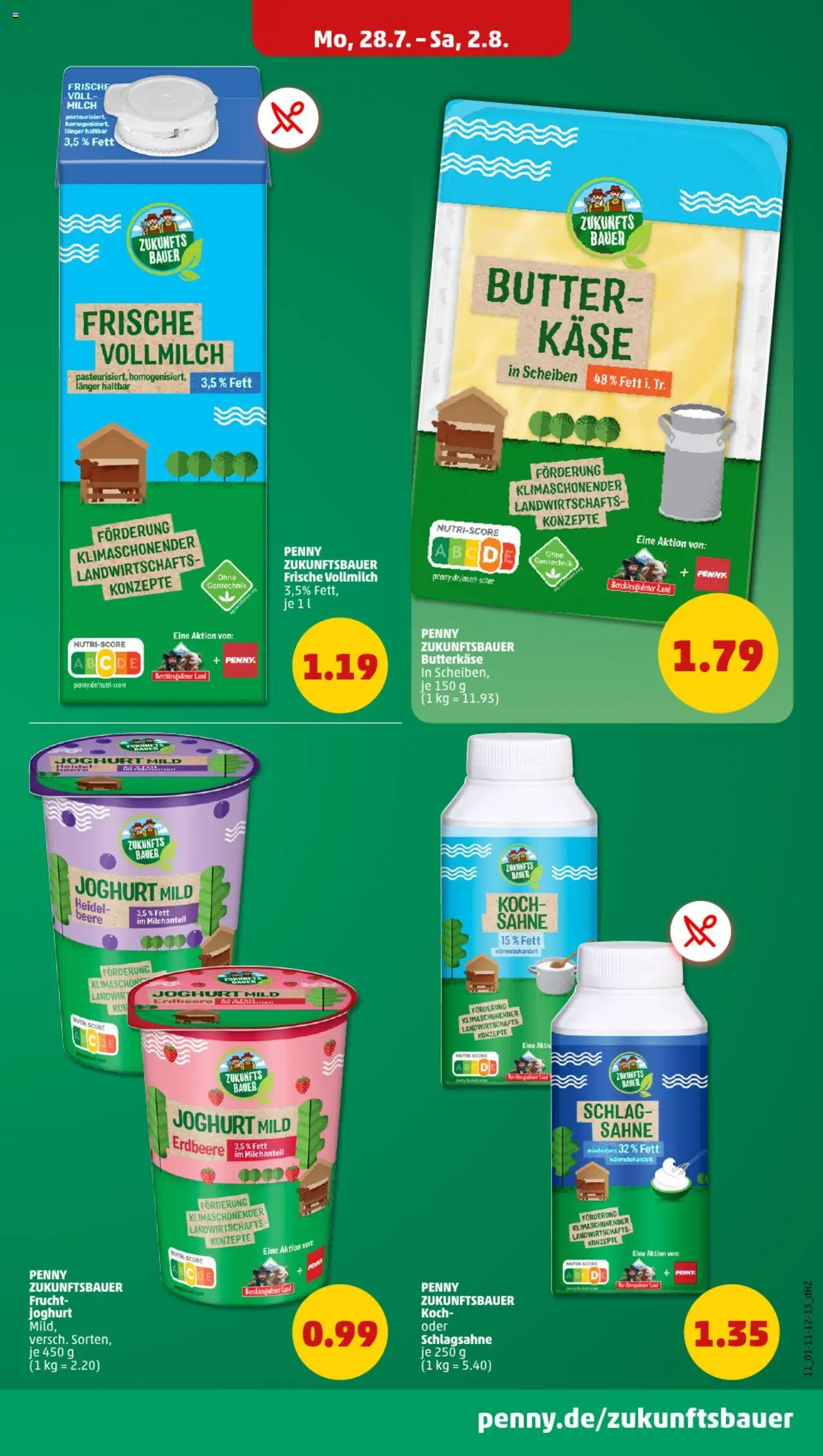 Penny Prospekt 	 - gültig ab dem 28.07.2025 | Seite: 11 | Produkte: Schlagsahne, Milch, Butter, Joghurt