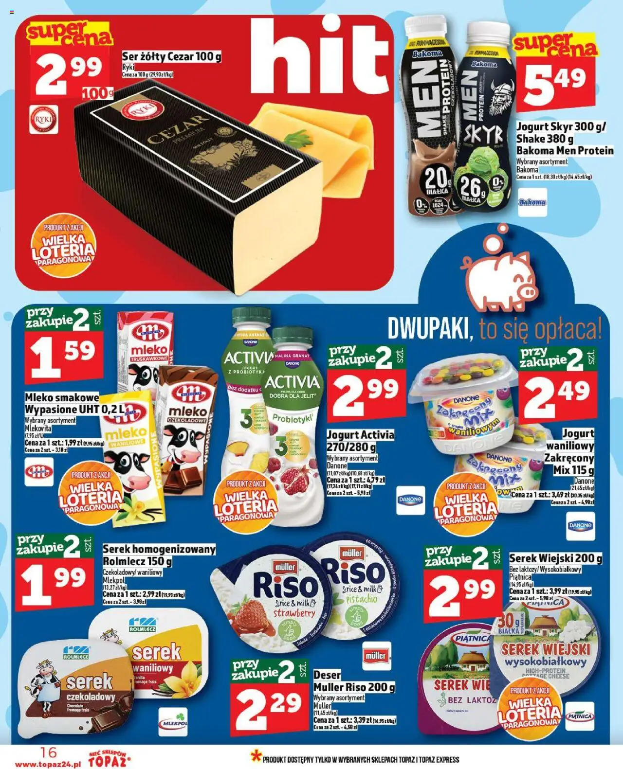Topaz Gazetka - Ceny małe na stałe od 11.09.2025 | Strona: 16 | Produkty: Ser żółty, Serek homogenizowany, Serek, Ser