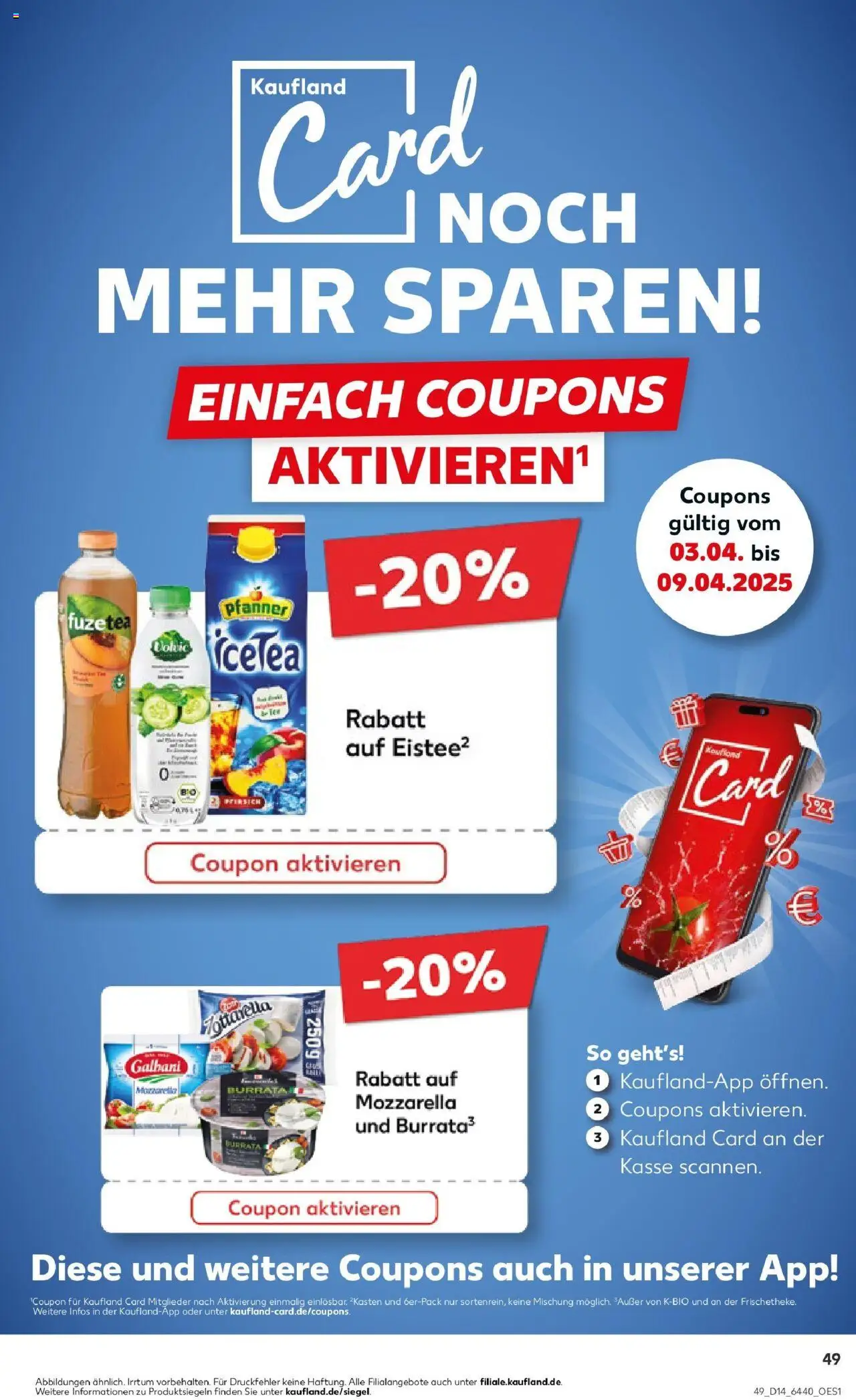 Kaufland - Dreieich-Sprendlingen, Robert-Bosch-Straße 15 - gültig ab dem 03.04.2025 | Seite: 49 | Produkte: Mozzarella, Burrata, Pfirsich, Volvic