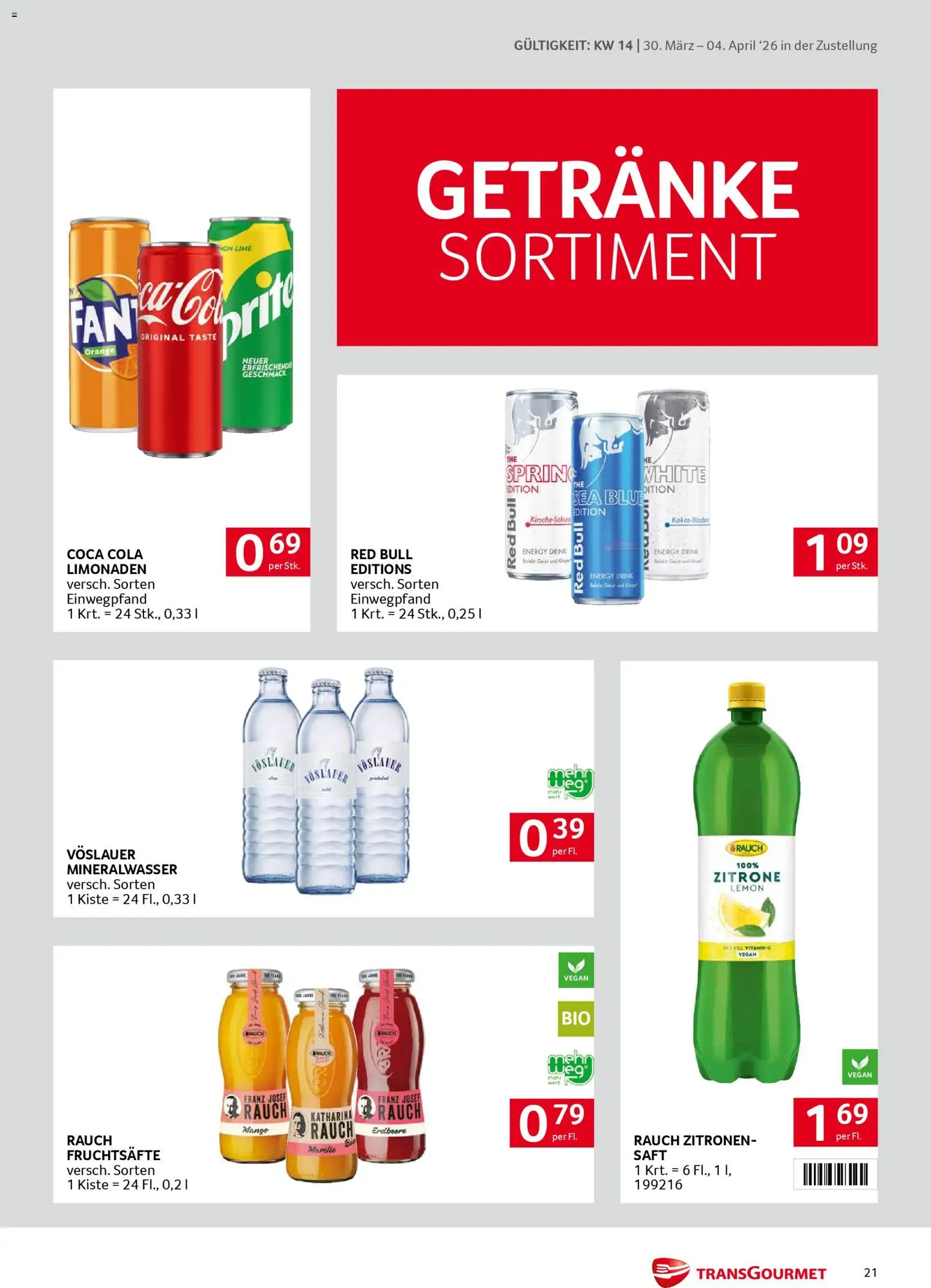 Transgourmet Zustellaktion gültig ab 30.03.2026 | Seite: 21 | Produkte: Zitrone, Saft