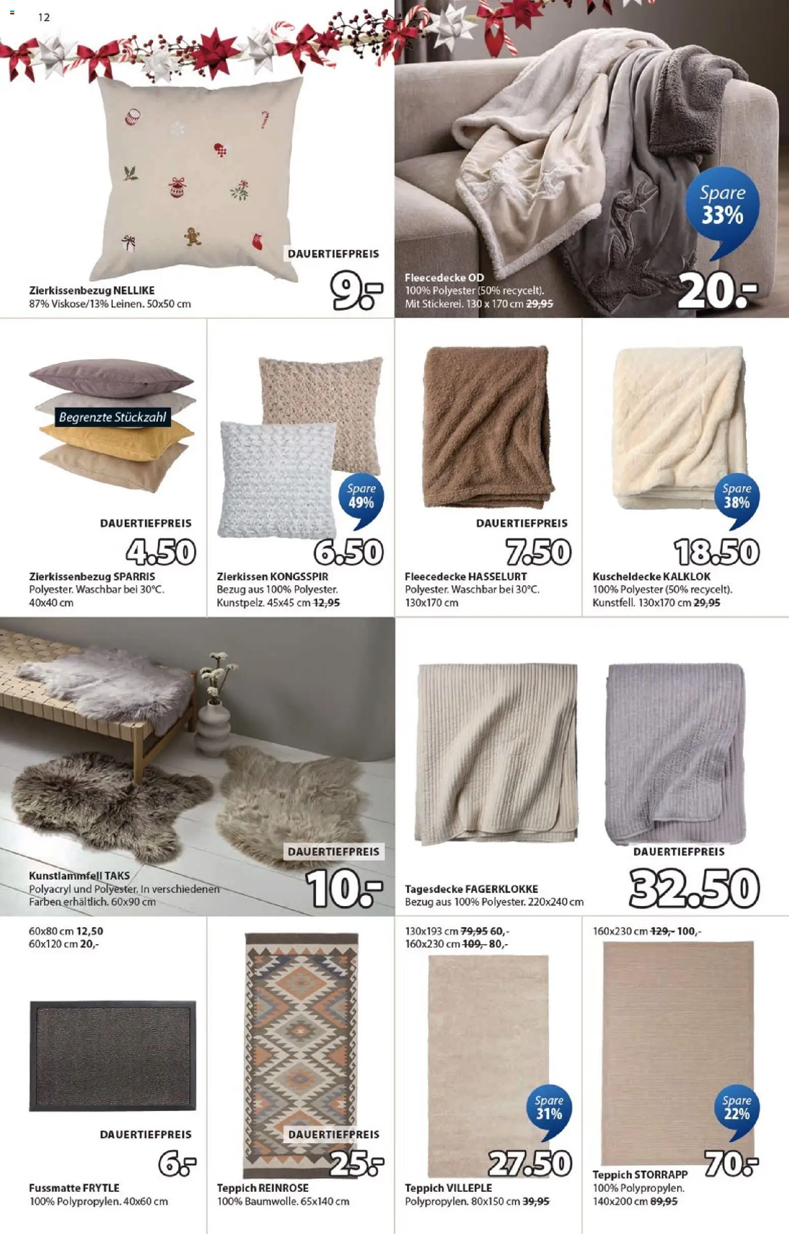 JYSK Aktionen – gültig ab 04.11.2025 | Seite: 12 | Produkte: Tagesdecke, Teppich, Fußmatte