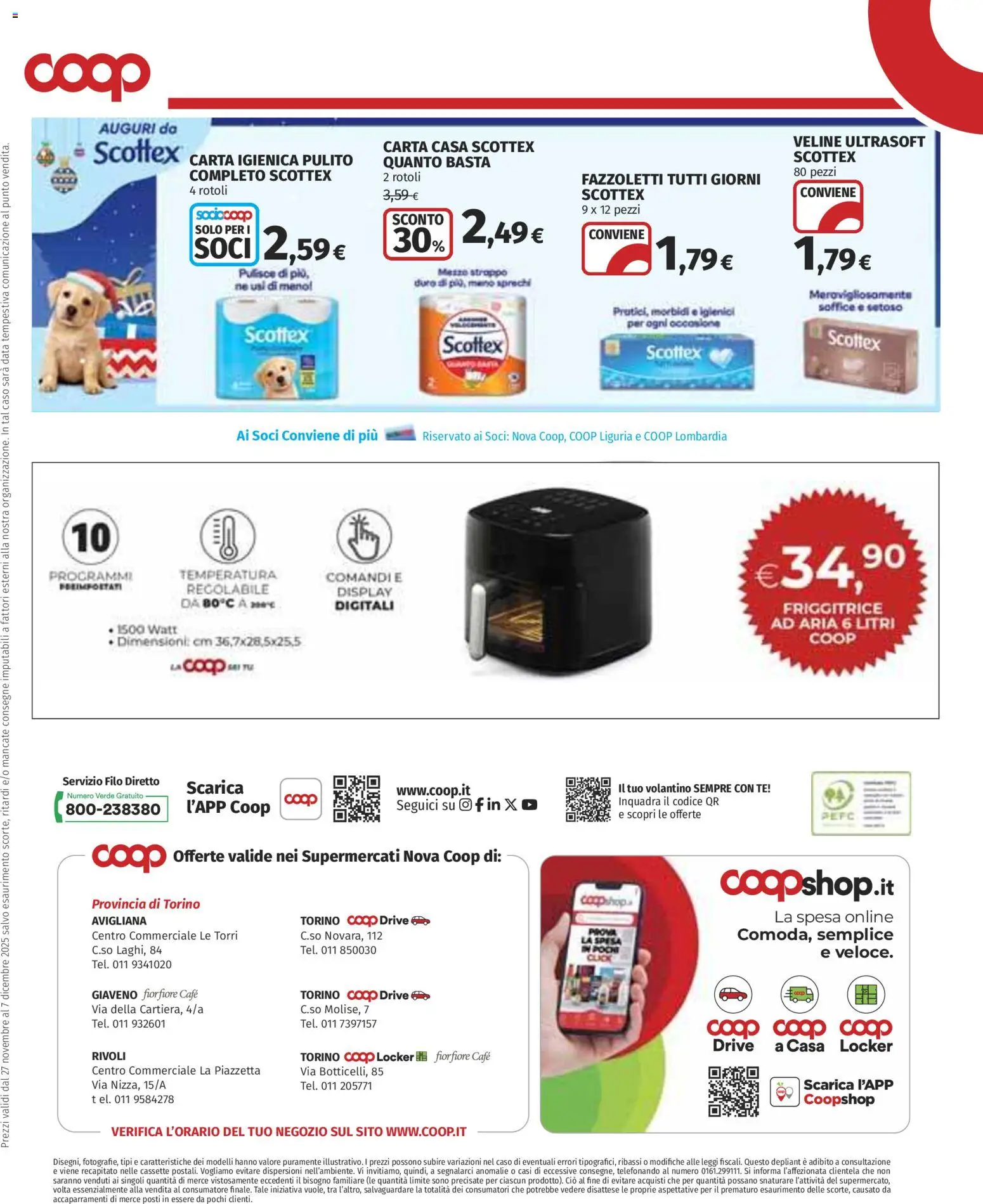 Volantino COOP del 27.11.2025 | Pagina: 34 | Prodotti: Carta igienica, Veline, Tè, Friggitrice