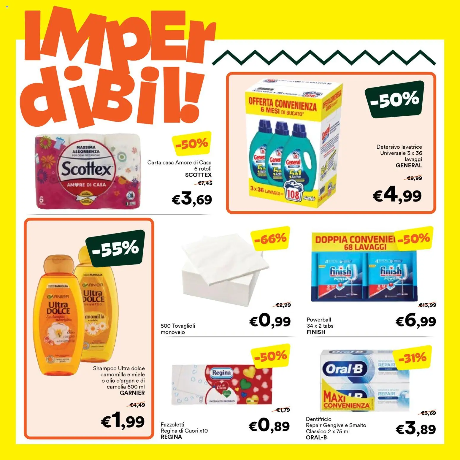 Volantino Unes del 22.10.2025 | Pagina: 19 | Prodotti: Shampoo, Dentifricio, Fazzoletti, Lavatrice
