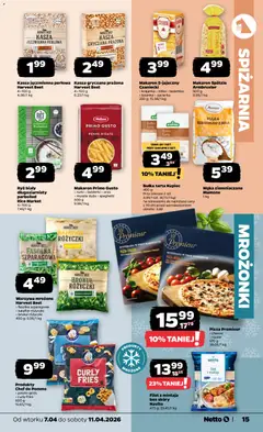 Pogląd oferty "Netto gazetka od wtorku spożywcza" - ważna od 07.04.2026 | Strona: 15 | Produkty: Kalafior, Penne, Pizza, Ryż