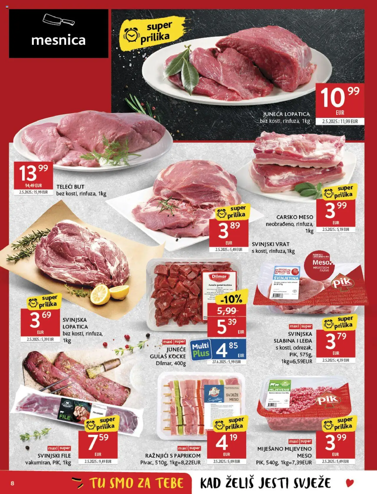 Konzum katalog | vrijedi od 20.08.2025 | Stranica: 8 | Proizvodi: Carsko meso, Svinjski vrat, Svinjetina, Svinjski file
