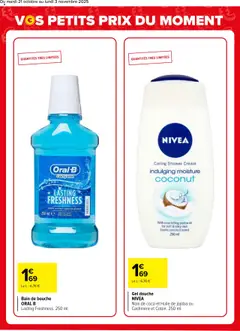 Carrefour - Prévisualisation de Carrefour catalogue Vos petits prix du moment valide à partir de 21.10.2025 | Page: 3 | Produits: Huile de jojoba, Gel douche, Bain de bouche, Huile