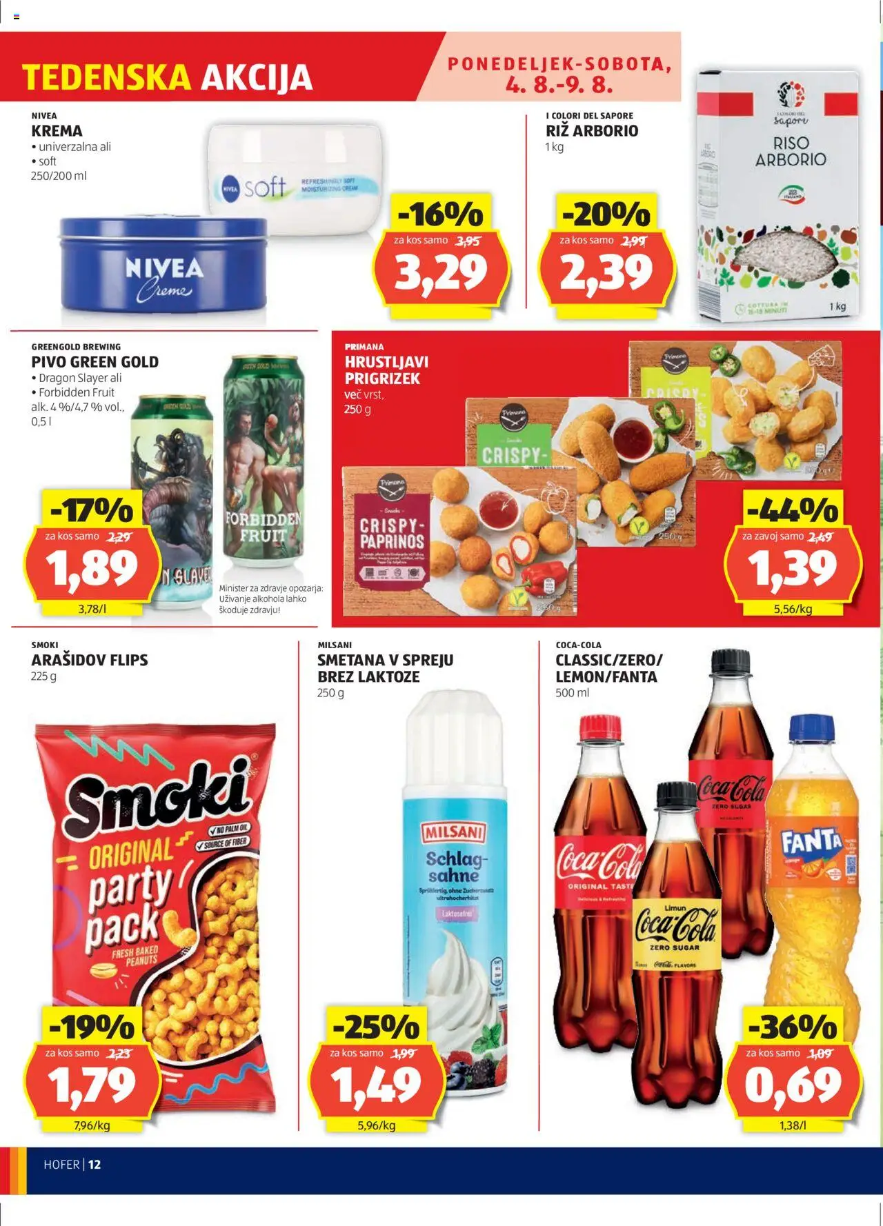 Hofer SI katalog | vrijedi od 31.07.2025 | Stranica: 12 | Proizvodi: Fanta, Flips, Pivo, Limun