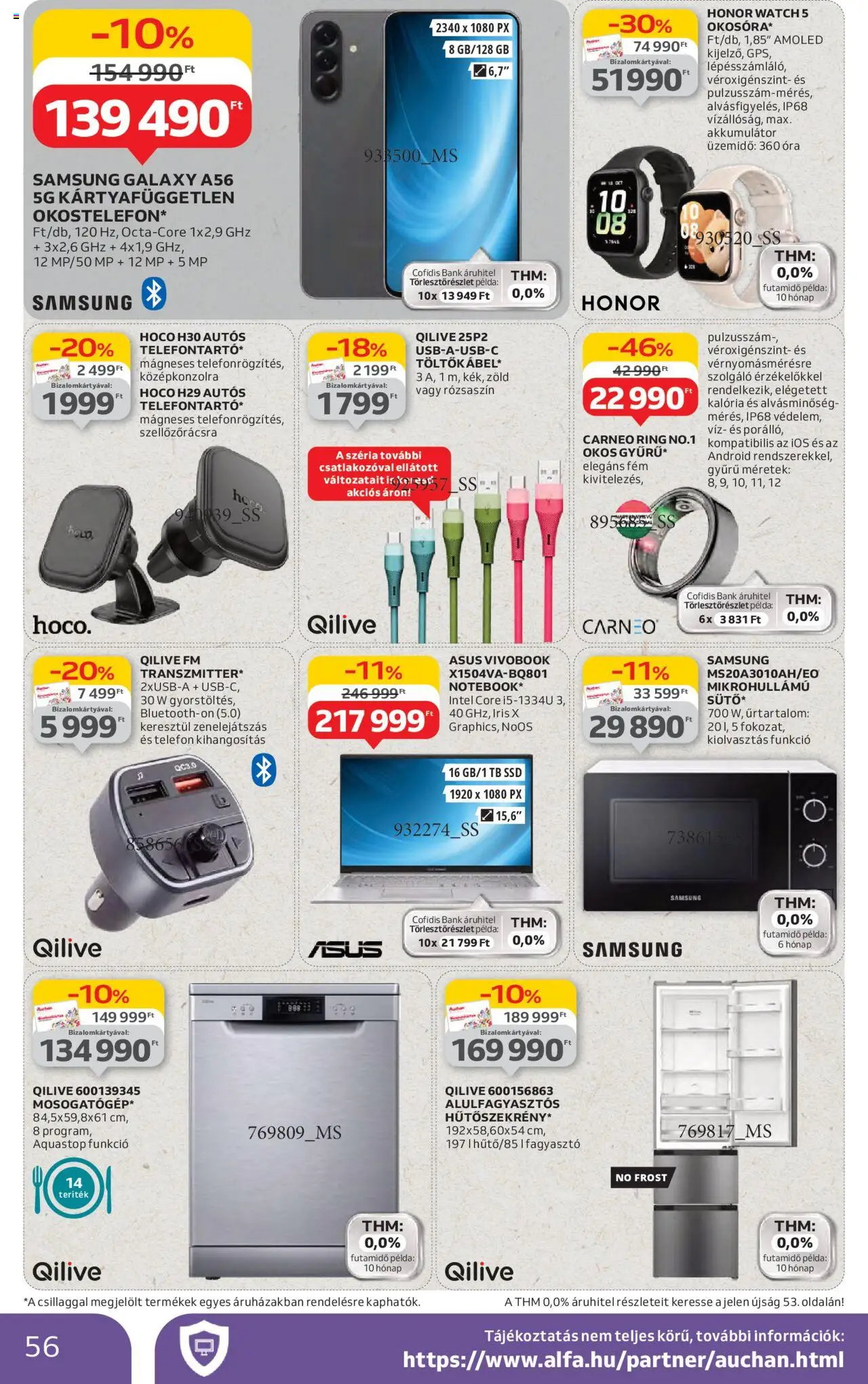 Auchan akciós ujság - amely érvényes a következő dátumtól: 26.06.2025 | Oldal: 56 | Termékek: Telefon, SSD, Smartwatch, Óra
