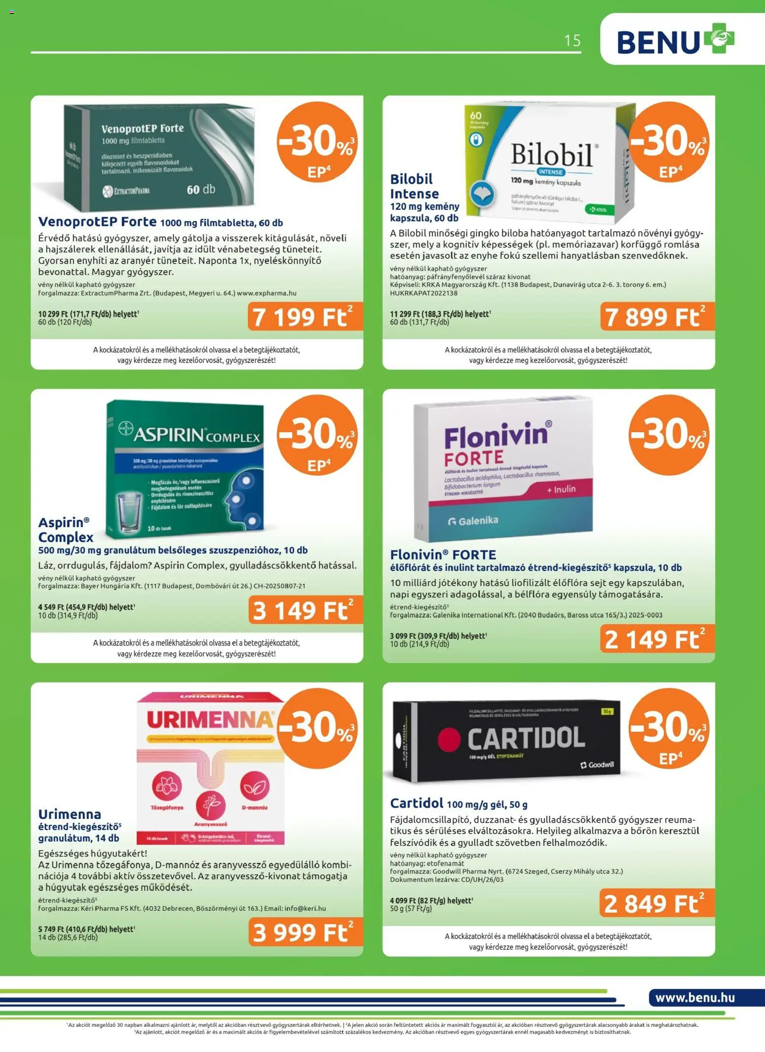 BENU Gyógyszertárak akciós ujság - amely érvényes a következő dátumtól: 04.04.2026 | Oldal: 15 | Termékek: Ginkgo biloba