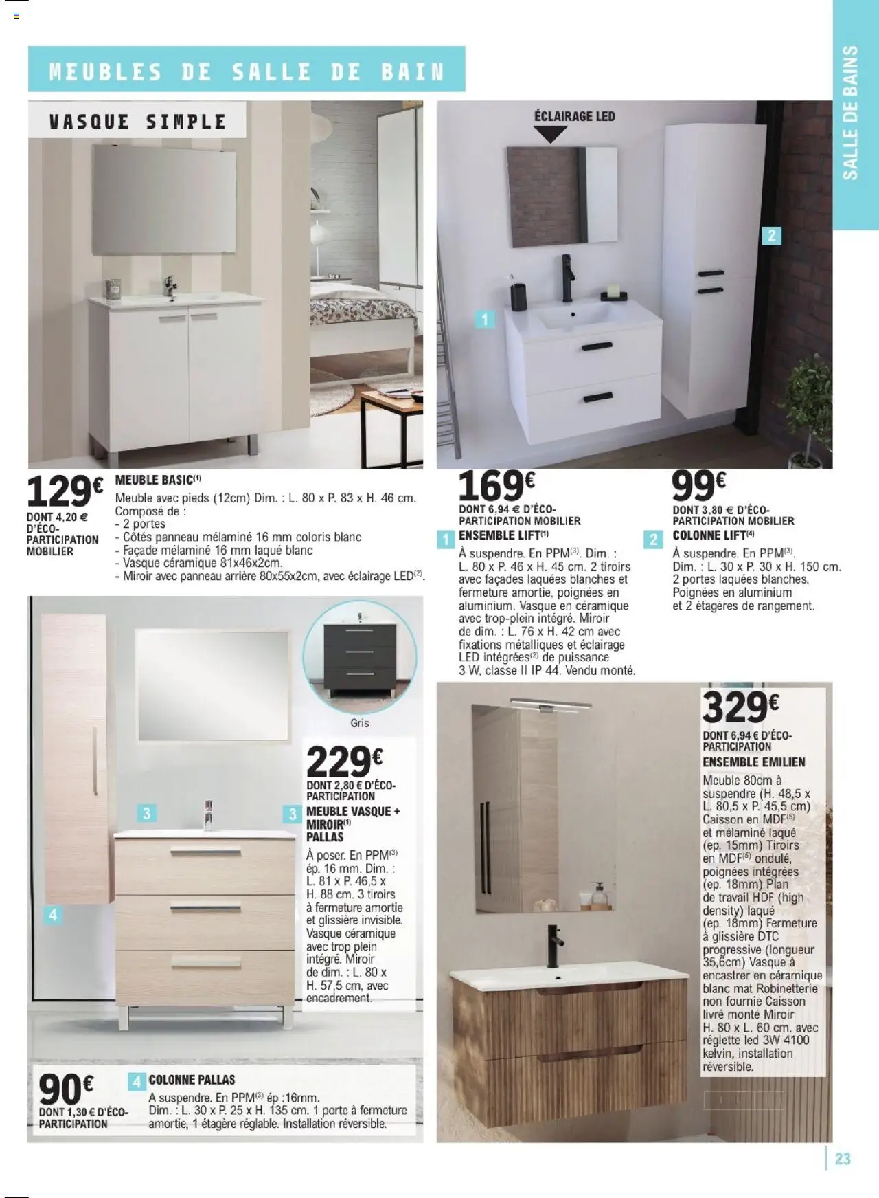  | Page: 23 | Produits: Étagère, Portes, Tiroirs, Miroir