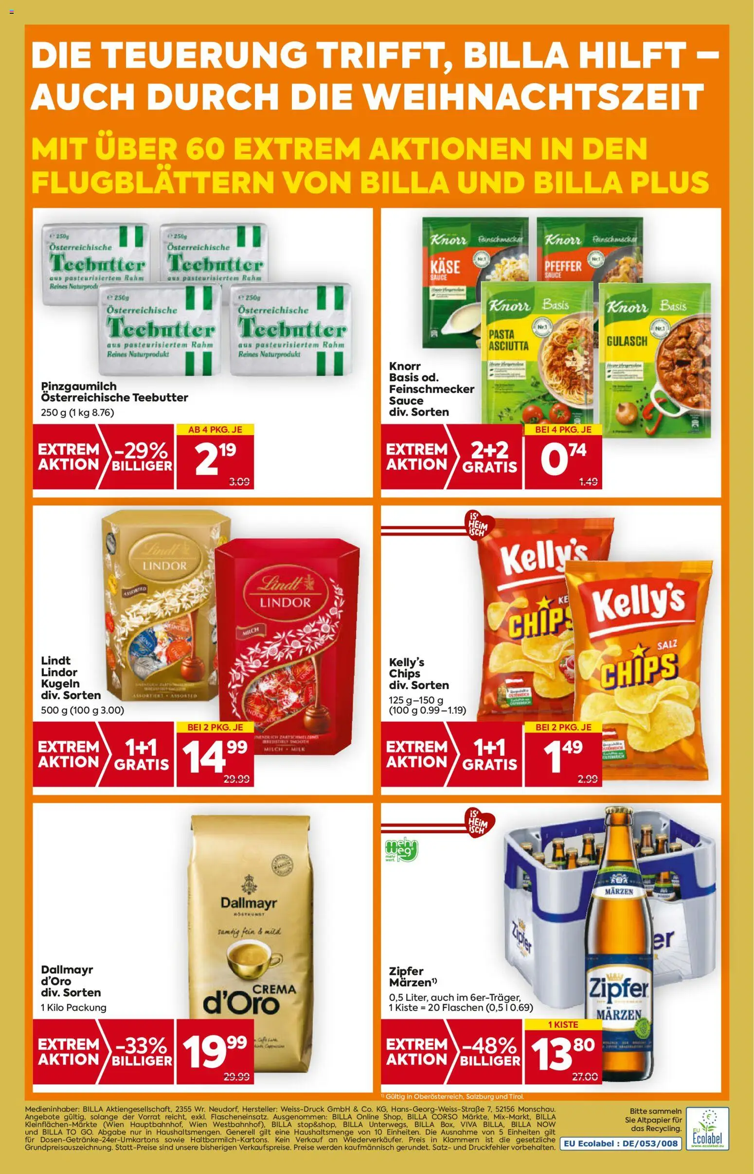 Billa Flugblatt - Oberösterreich gültig ab 20.11.2025 | Seite: 20 | Produkte: Pasta, Chips, Pfeffer, Käse