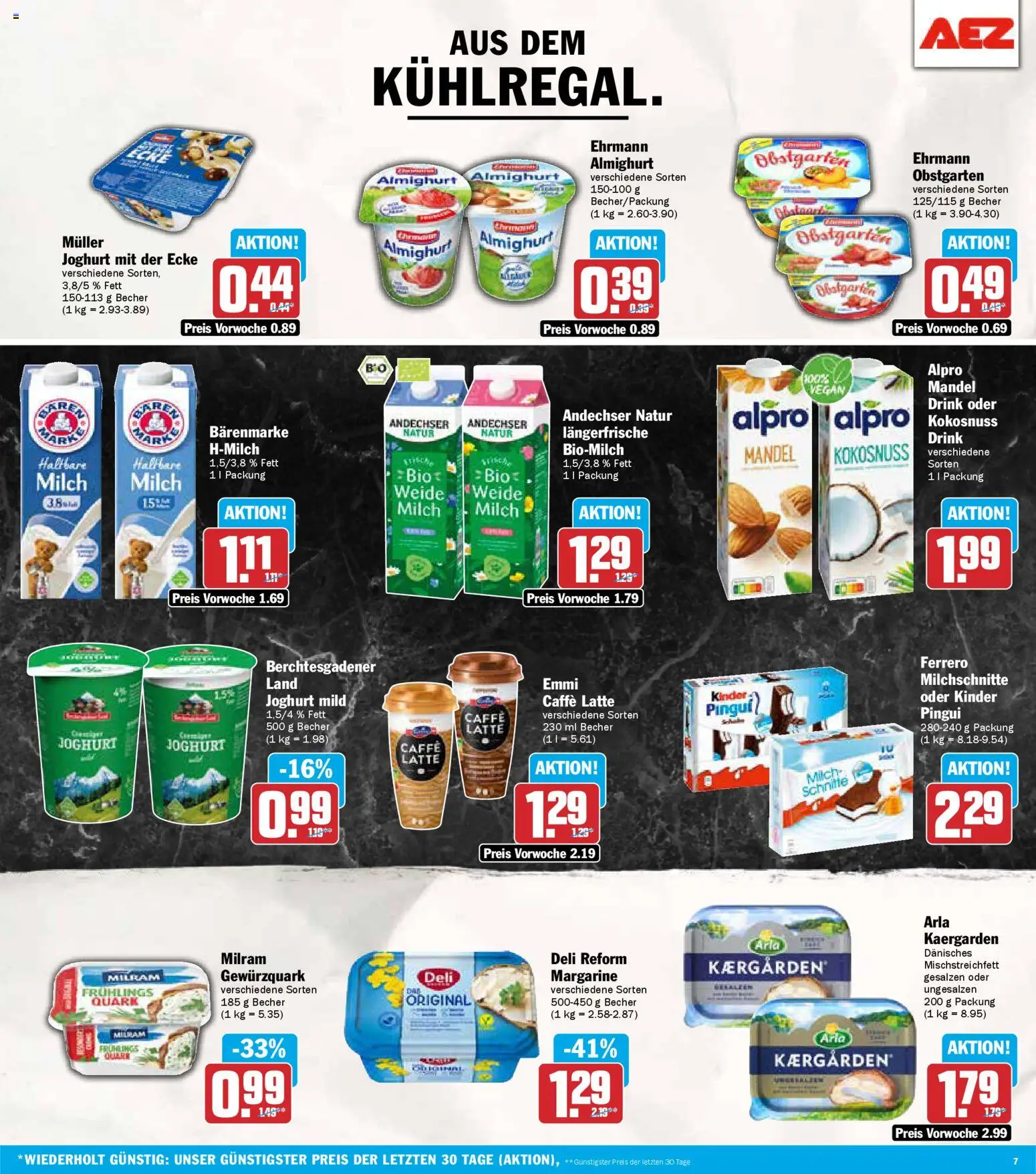 AEZ Prospekt 	 – gültig ab 24.11.2025 | Seite: 7 | Produkte: Ehrmann almighurt, Quark, Milch, Deli reform