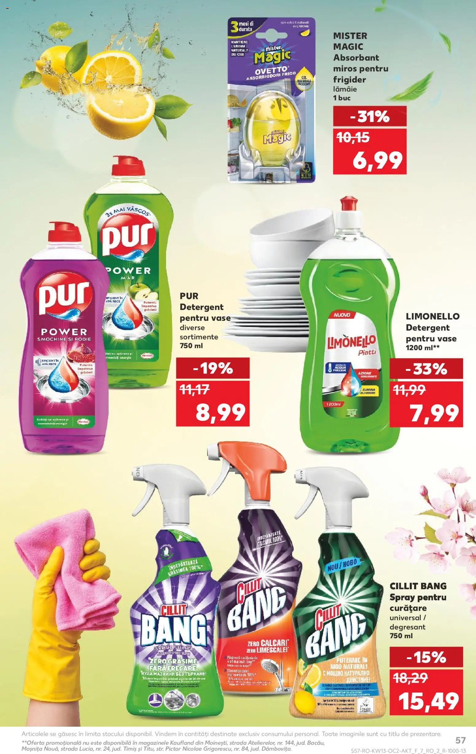 Noul catalog Kaufland – valabil de la 25.03.2026 | Pagină: 57 | Produse: Frigider, Detergent, Apă, Lămâie
