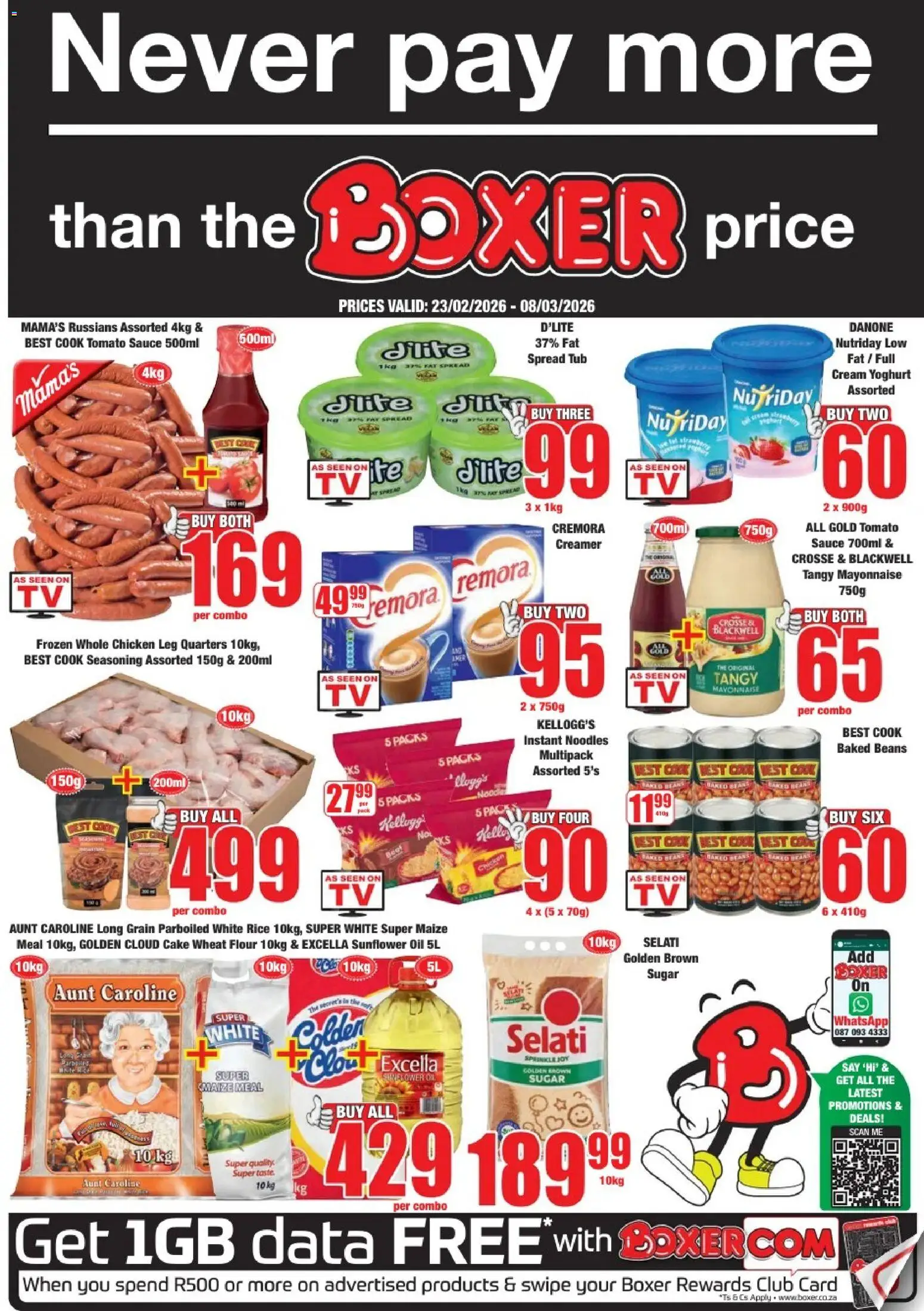 New Boxer catalogue – valid from 23.02.2026 | Page: 1 | Products: Data, Flour, Baked beans, Sauce