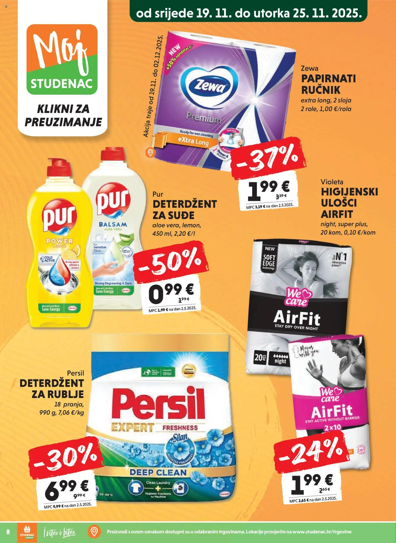 Studenac katalog | vrijedi od 19.11.2025 | Stranica: 8 | Proizvodi: Deterdžent, Ručnik, Zewa, Persil