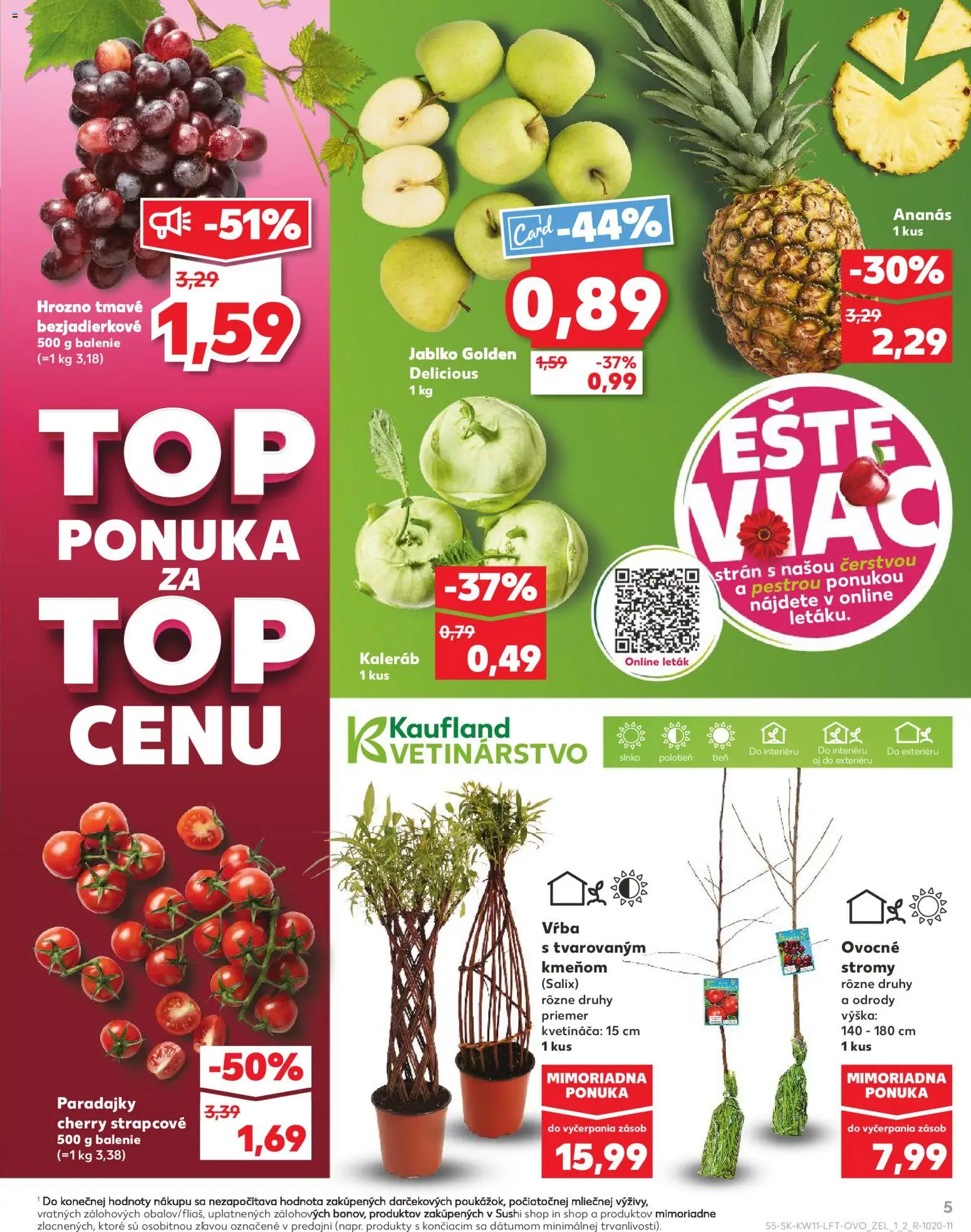 Nové Kaufland akcie – leták je platný od 12.03.2026 | Strana: 5 | Produkty: Paradajky, Ananás, Sushi, Hrozno