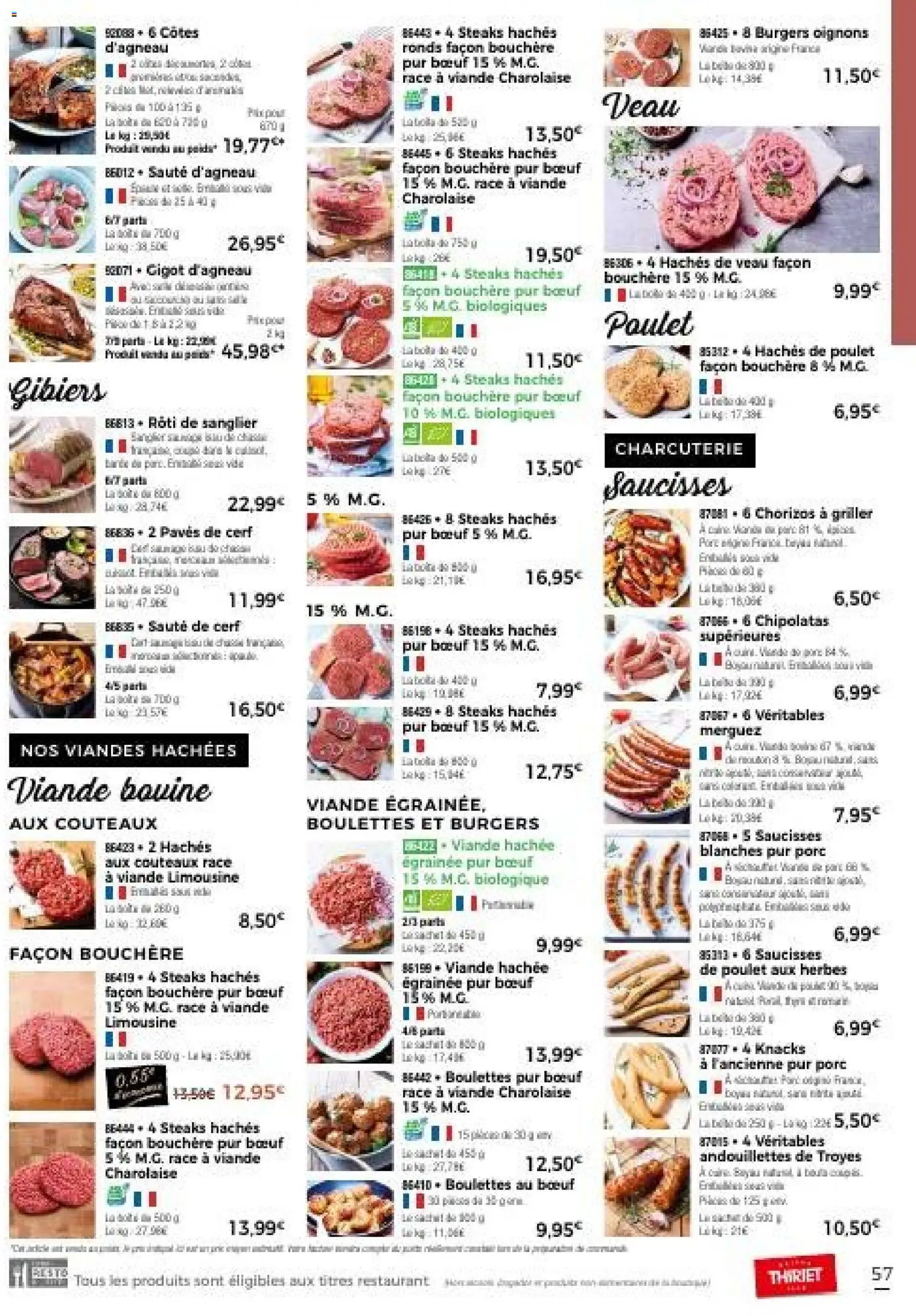 {H1} | Page: 57 | Produits: Viande hachée, Steaks hachés façon, Porc, Viande bovine