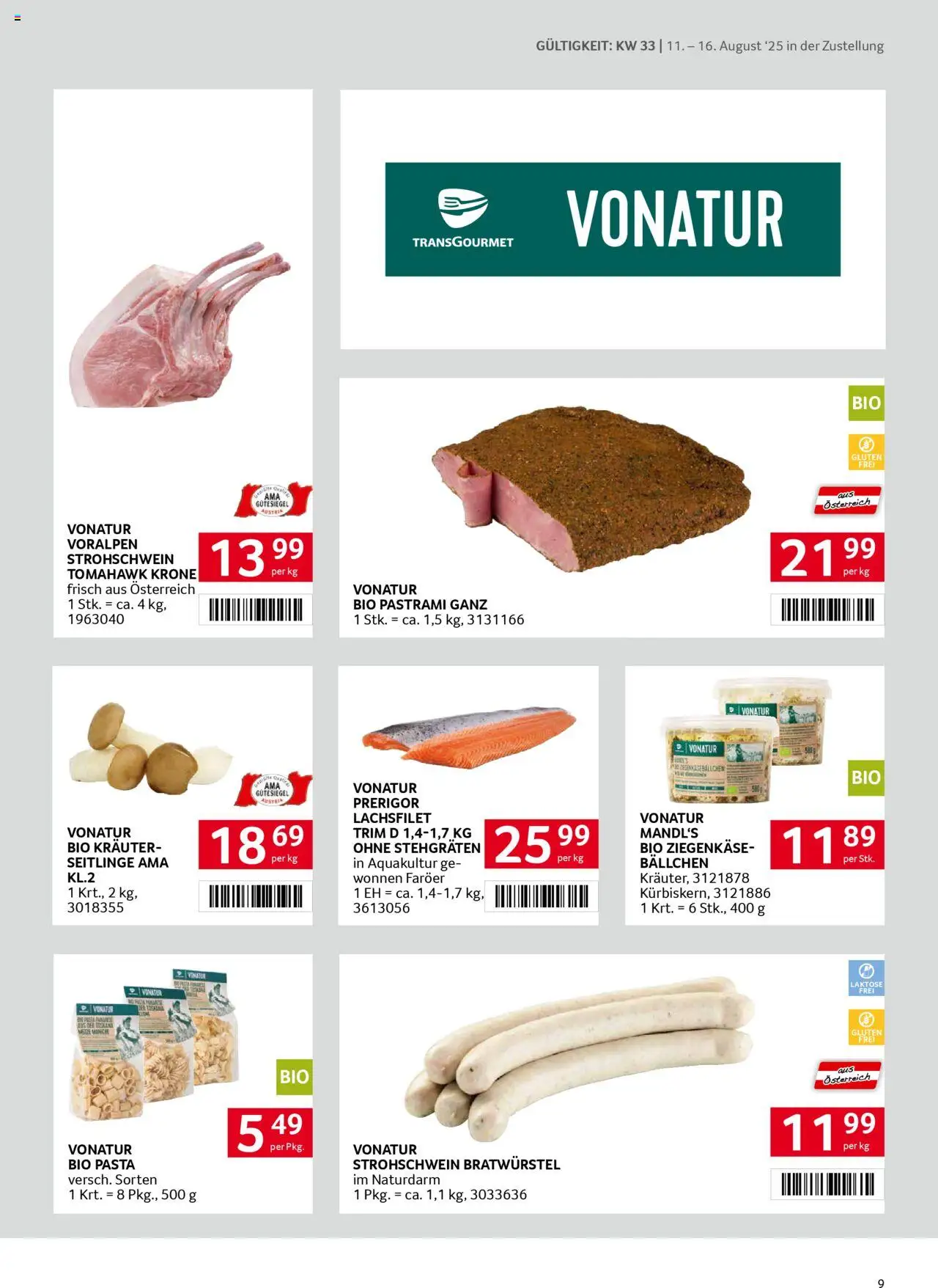 Transgourmet  Zustellaktion gültig ab 10.08.2025 | Seite: 9 | Produkte: Pasta