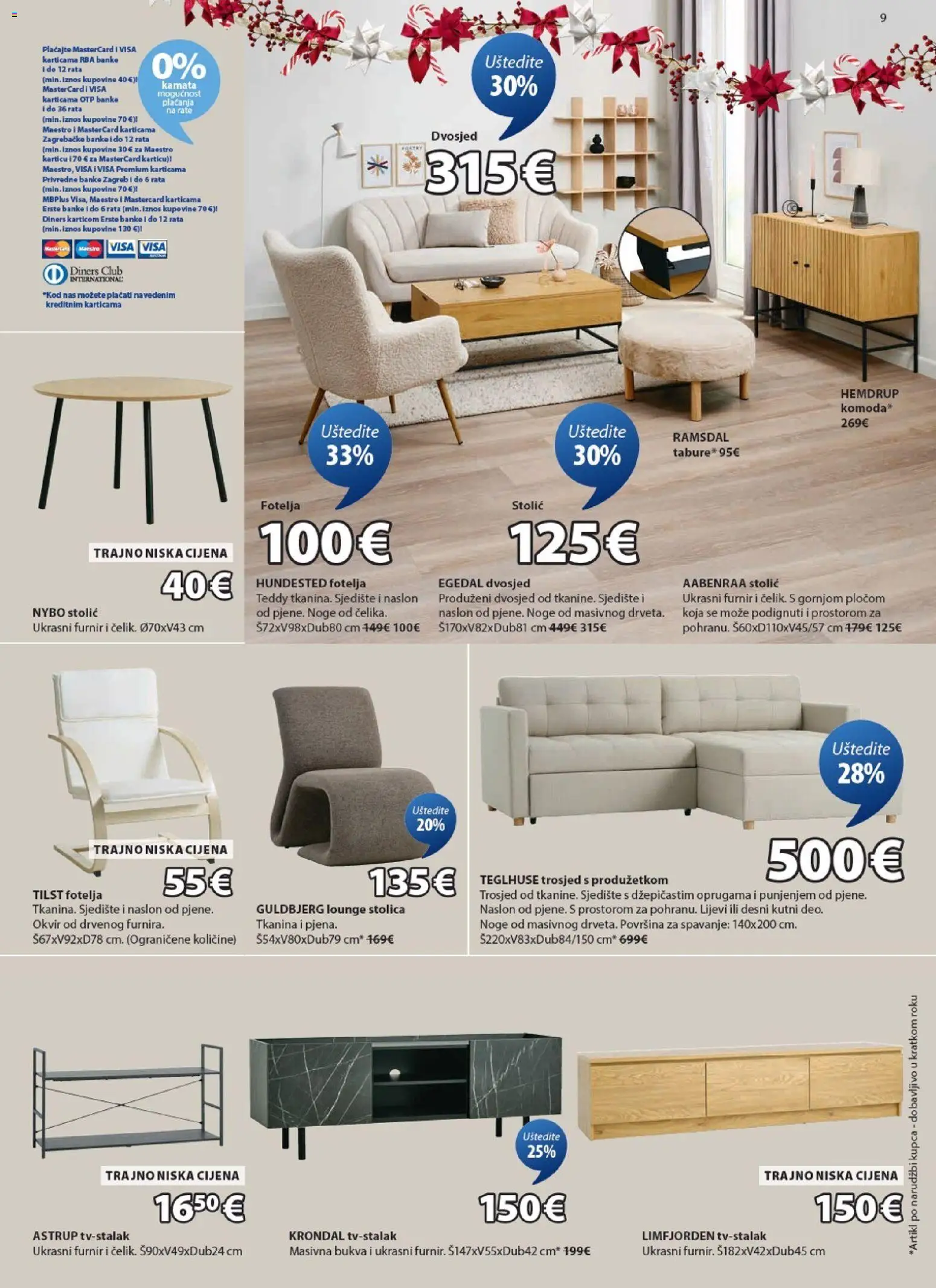 JYSK katalog | vrijedi od 17.12.2025 | Stranica: 9 | Proizvodi: Trosjed, Fotelja, Stolica, Dvosjed