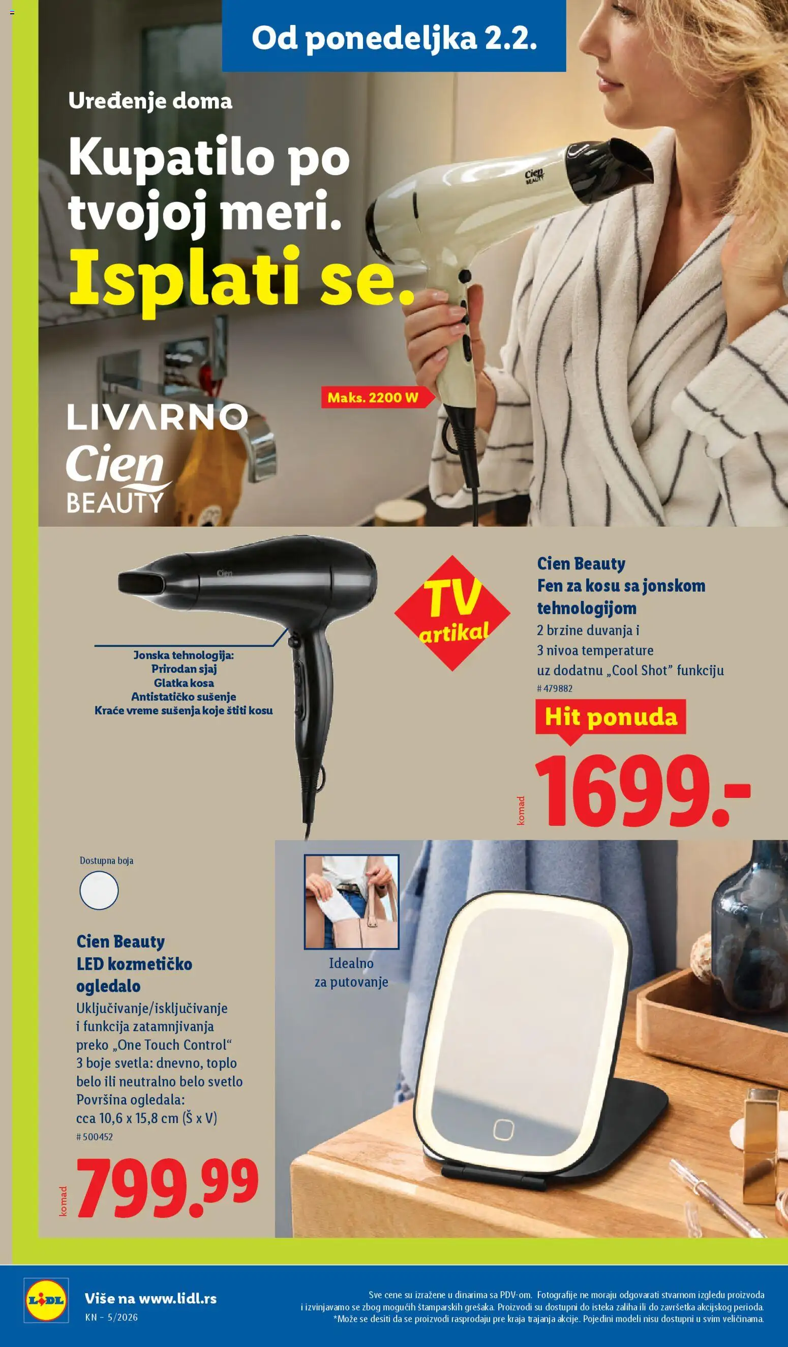 Lidl katalog - važi od 29.01.2026 | Strana: 58 | Proizvode: Cien, Fen, Kupatilo, Ogledalo