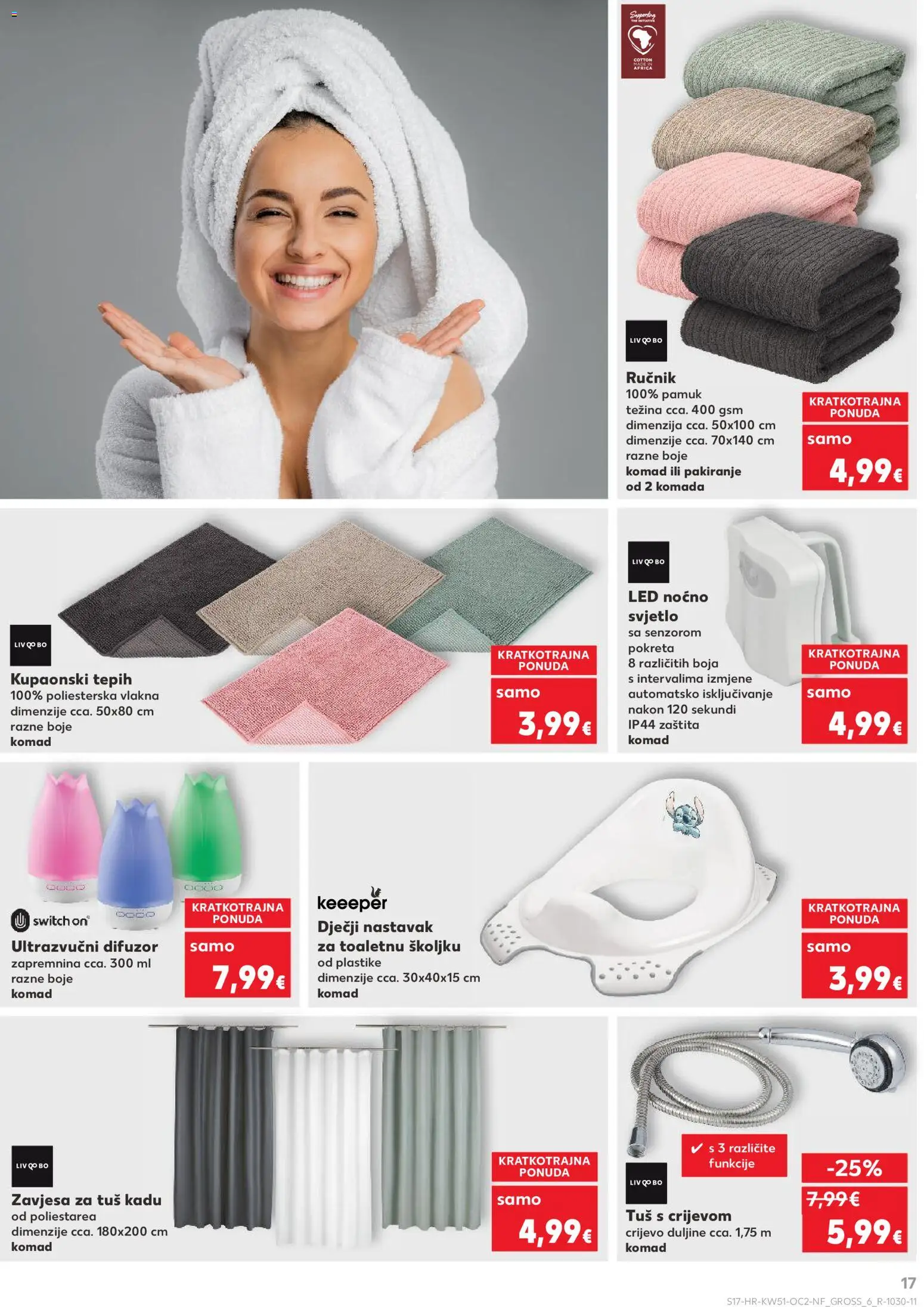 Kaufland katalog | vrijedi od 17.12.2025 | Stranica: 17 | Proizvodi: Tuš, Tepih, Ručnik, Zavjesa