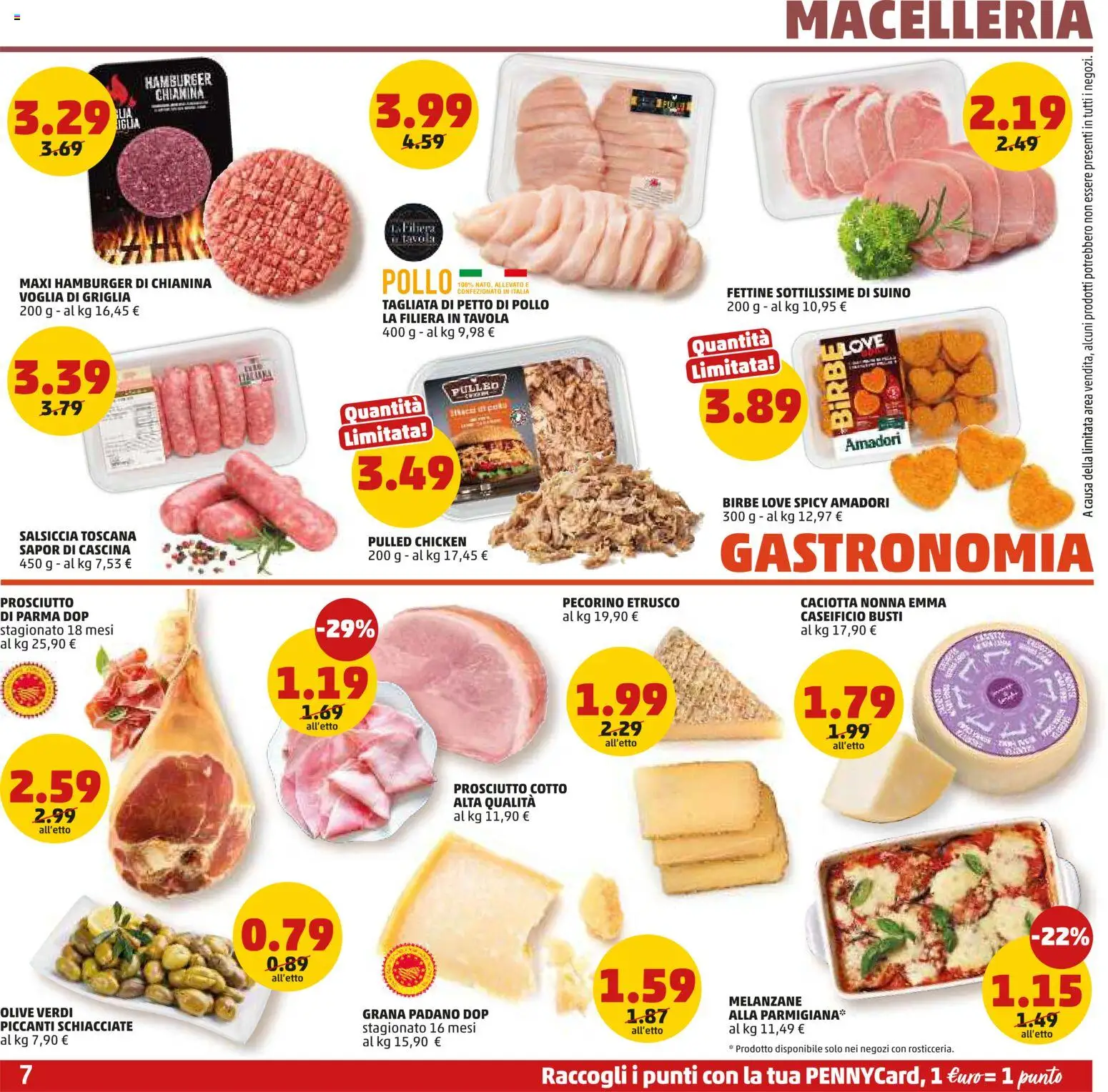 Volantino PENNY del 29.01.2026 | Pagina: 7 | Prodotti: Petto di Pollo, Prosciutto Cotto, Salsiccia, Grana Padano