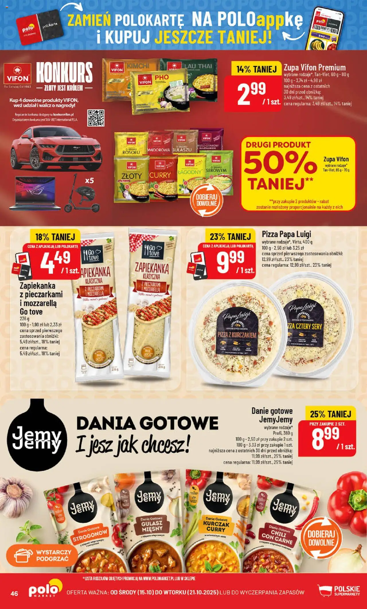 POLOmarket Gazetka od 15.10.2025 | Strona: 46 | Produkty: Kimchi, Pizza z kurczakiem, Sery, Zupa