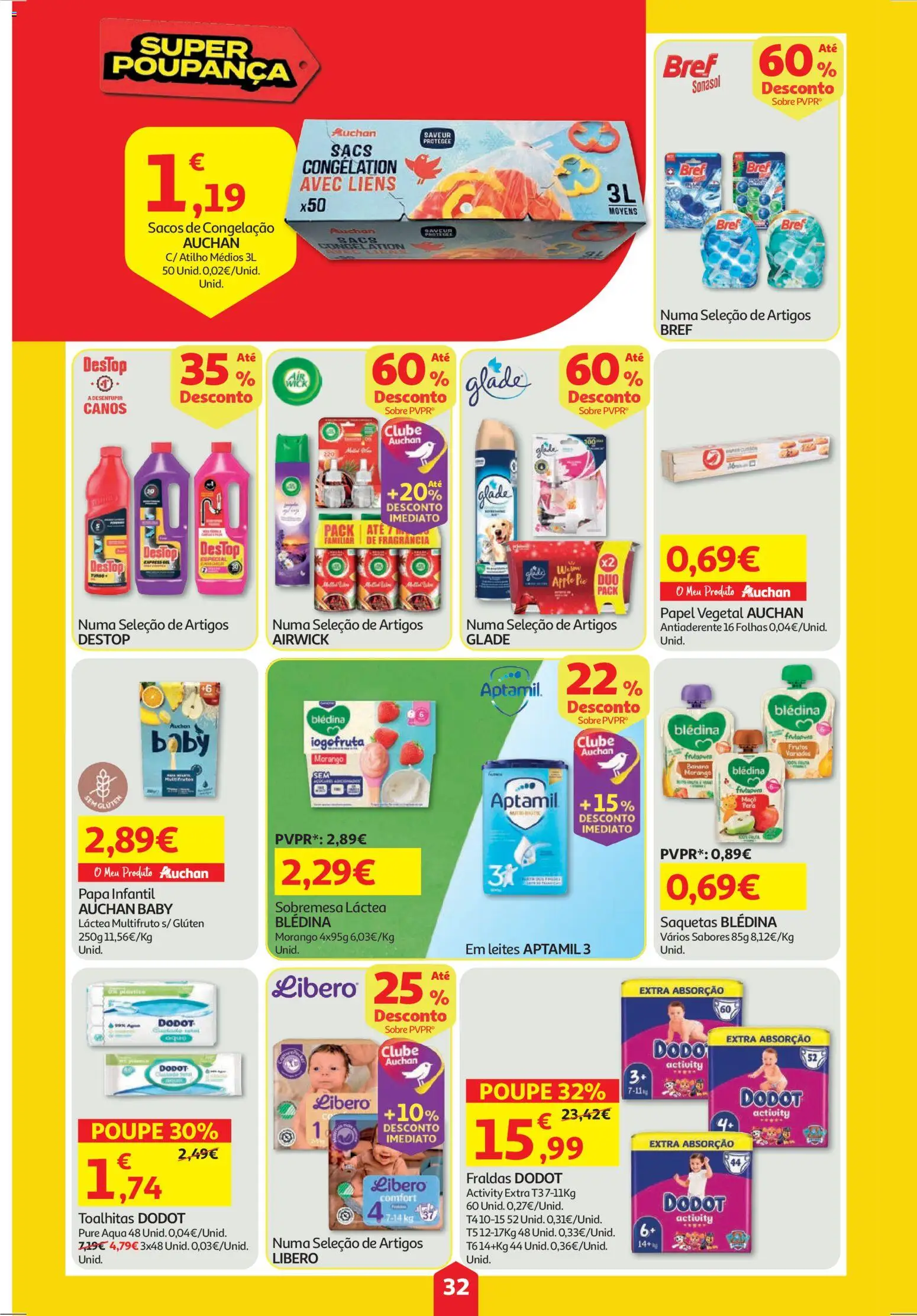 Auchan folheto │ válido de 23.10.2025 | Página: 32 | Produtos: Fraldas, Fraldas dodot, Fragrância