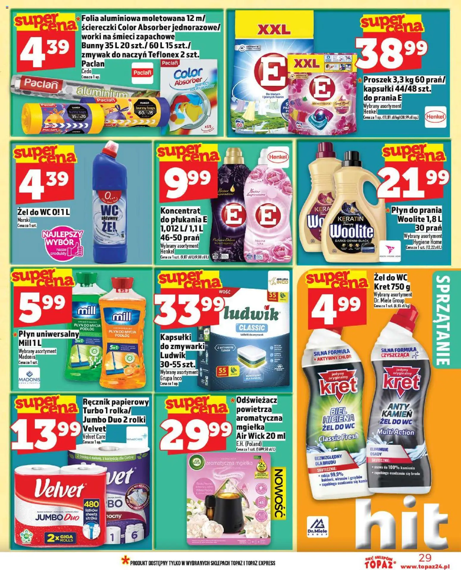 Topaz Gazetka MAZ od 06.11.2025 | Strona: 29 | Produkty: Odświeżacz, Płyn do mycia podłóg, Rolki, Ręcznik papierowy